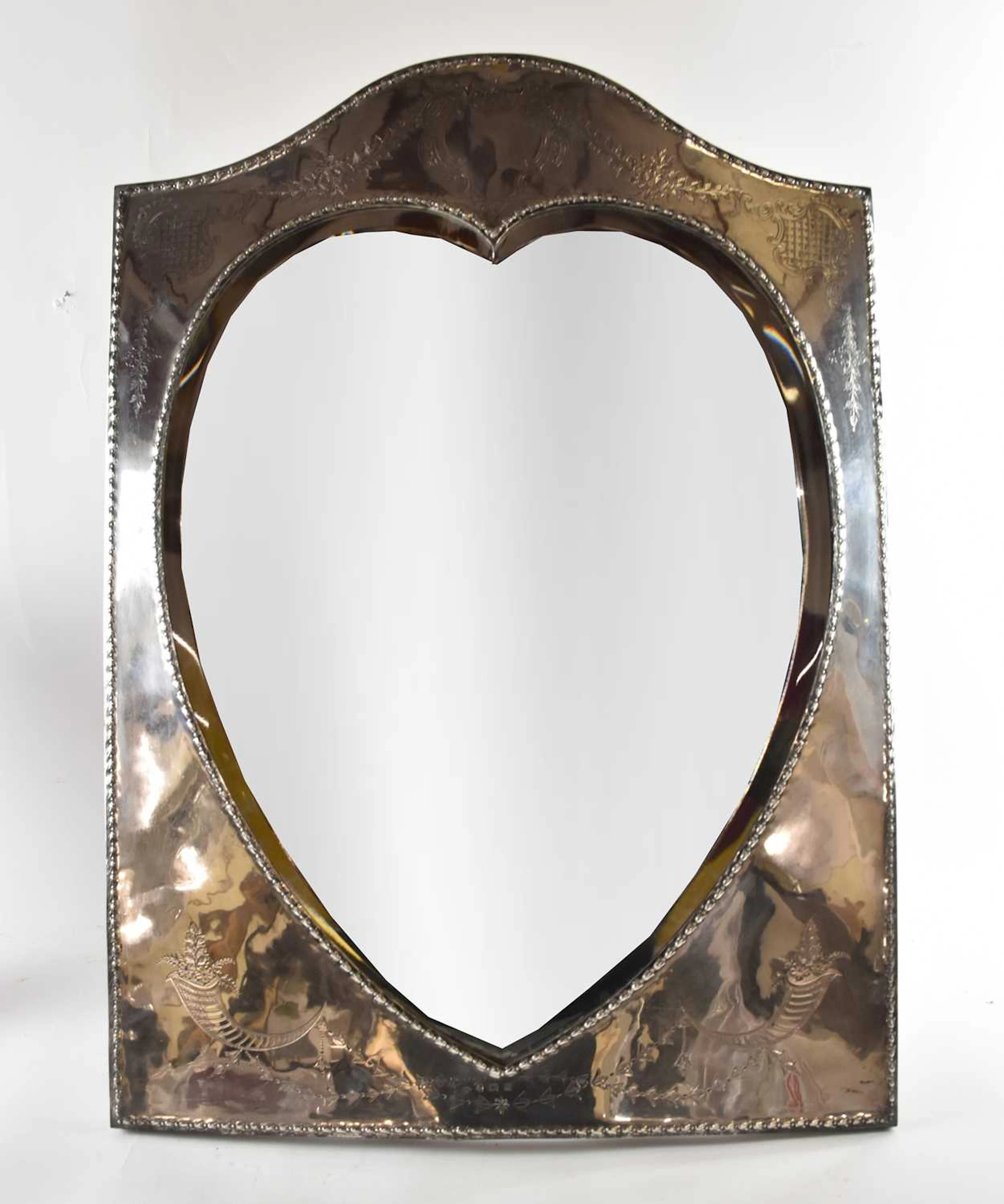 CHARLES EDWIN TURNER; a large George V hallmarked silver clad tabletop mirror