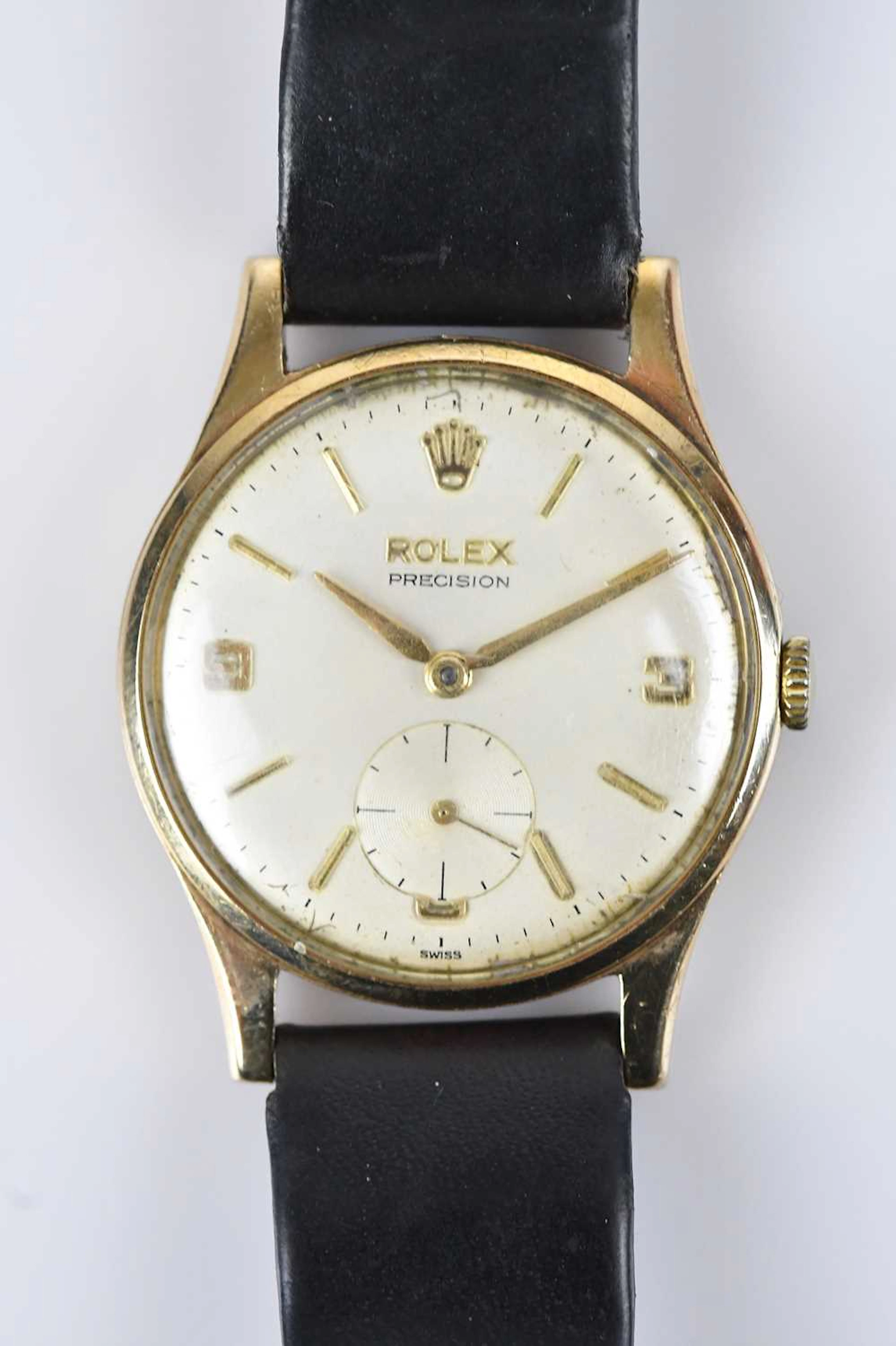 ROLEX; a gentleman's 9ct gold Precision wristwatch