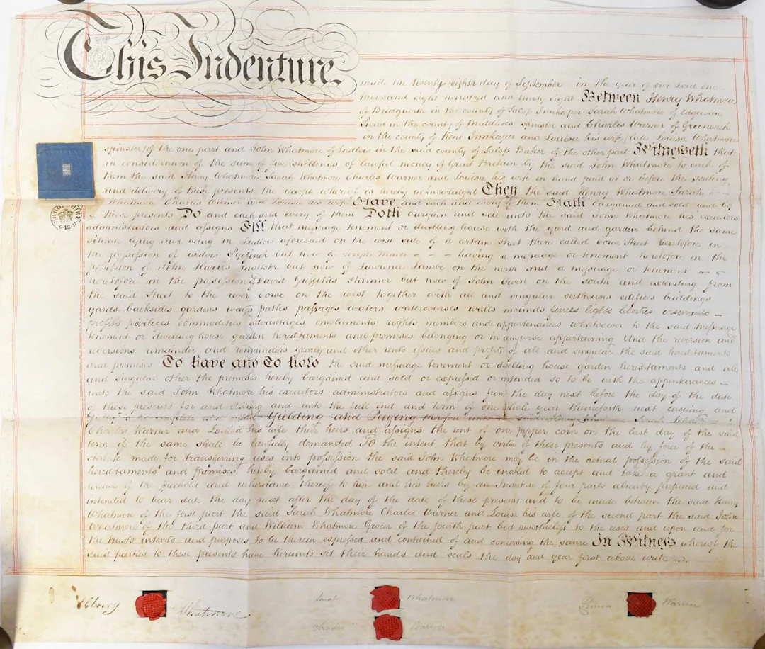 Six vellum indentures etc