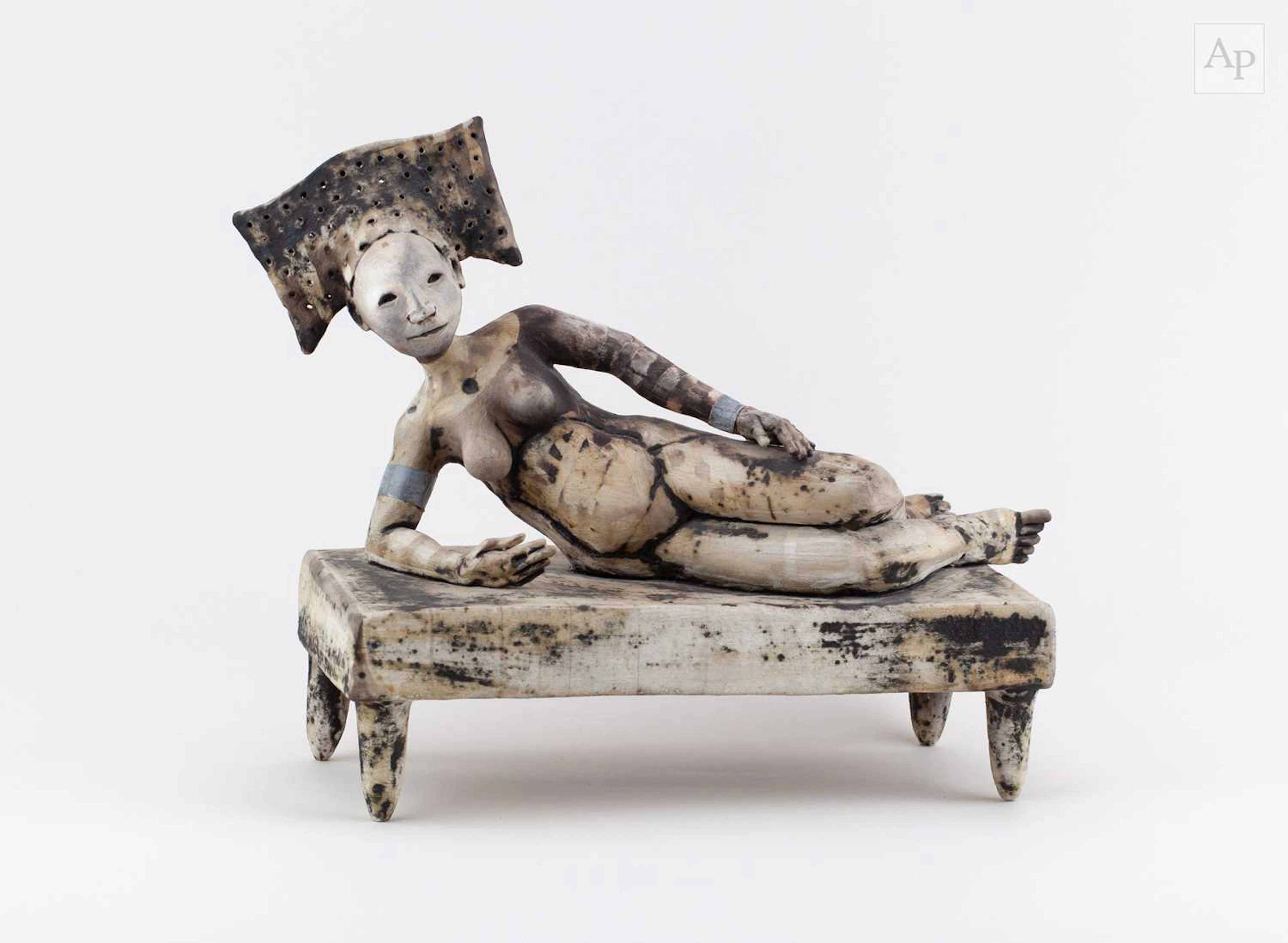 SALLY MACDONELL (born 1971); a smoke fired porcelain...
