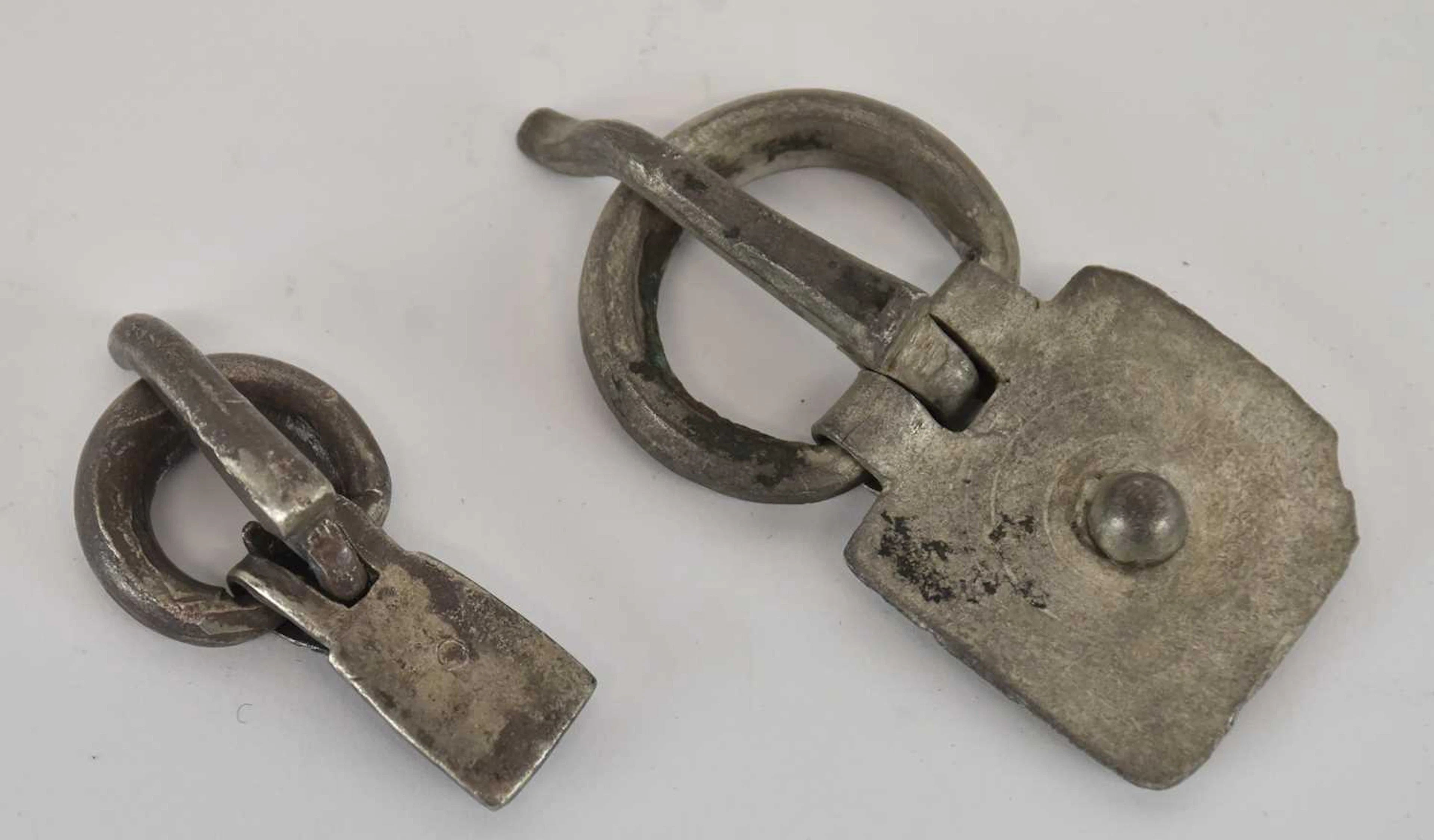 Two ancient Byzantine silver belt buckles