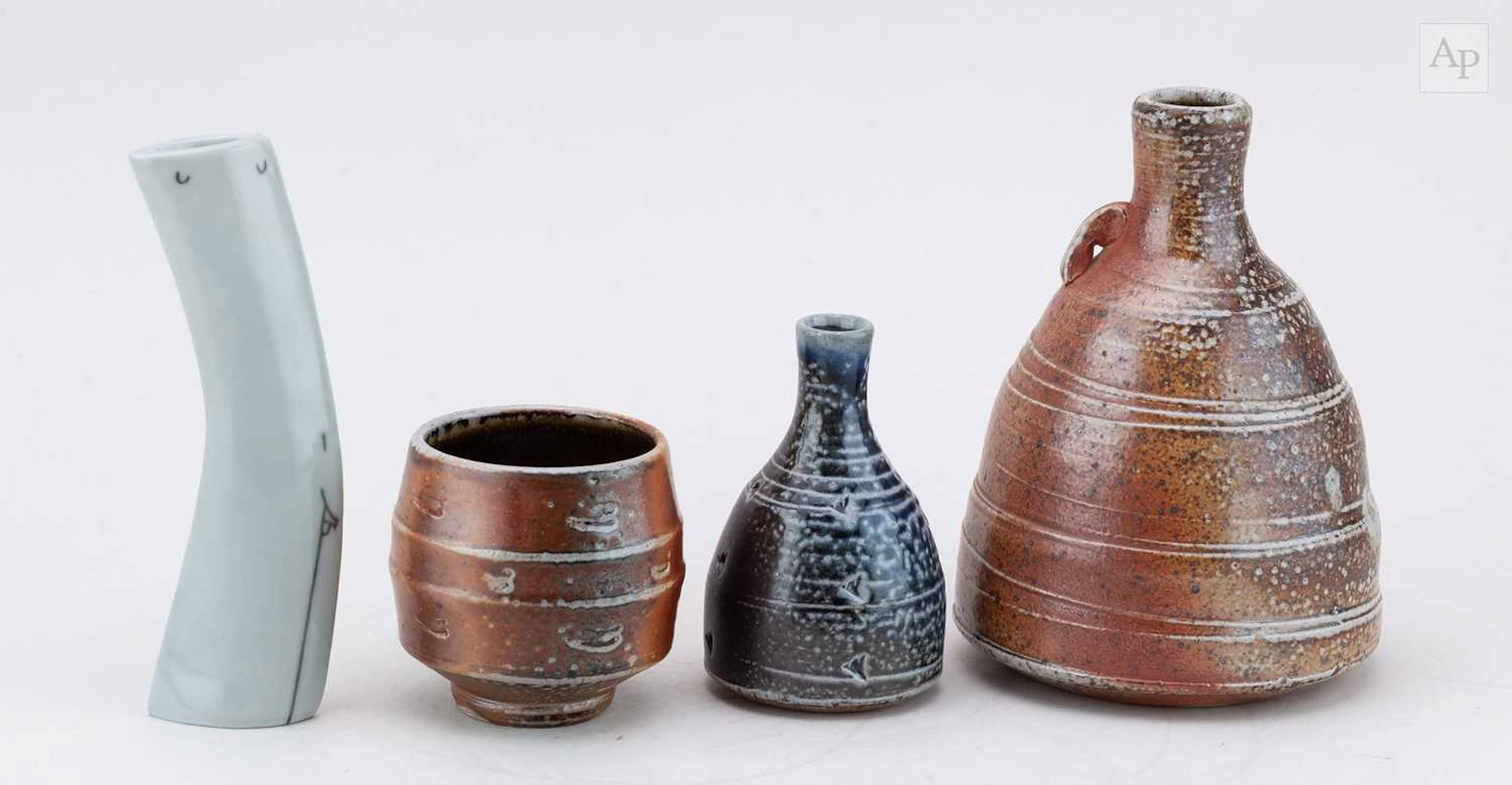 JOHN JELFS (born 1946); a lugged salt glazed bottle