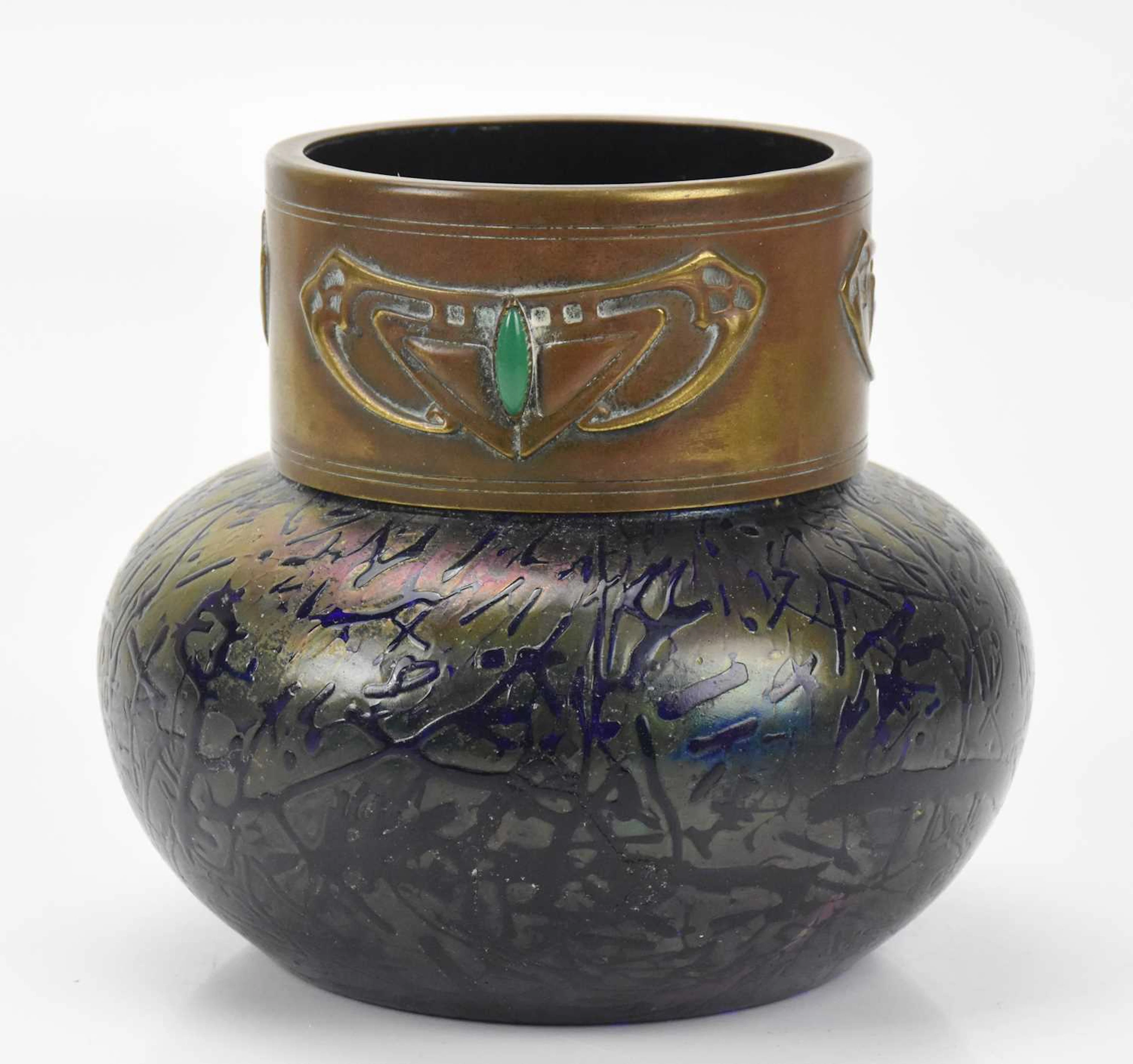 KRALIK; an Secessionist range Austrian glass vase of squat bulbous form