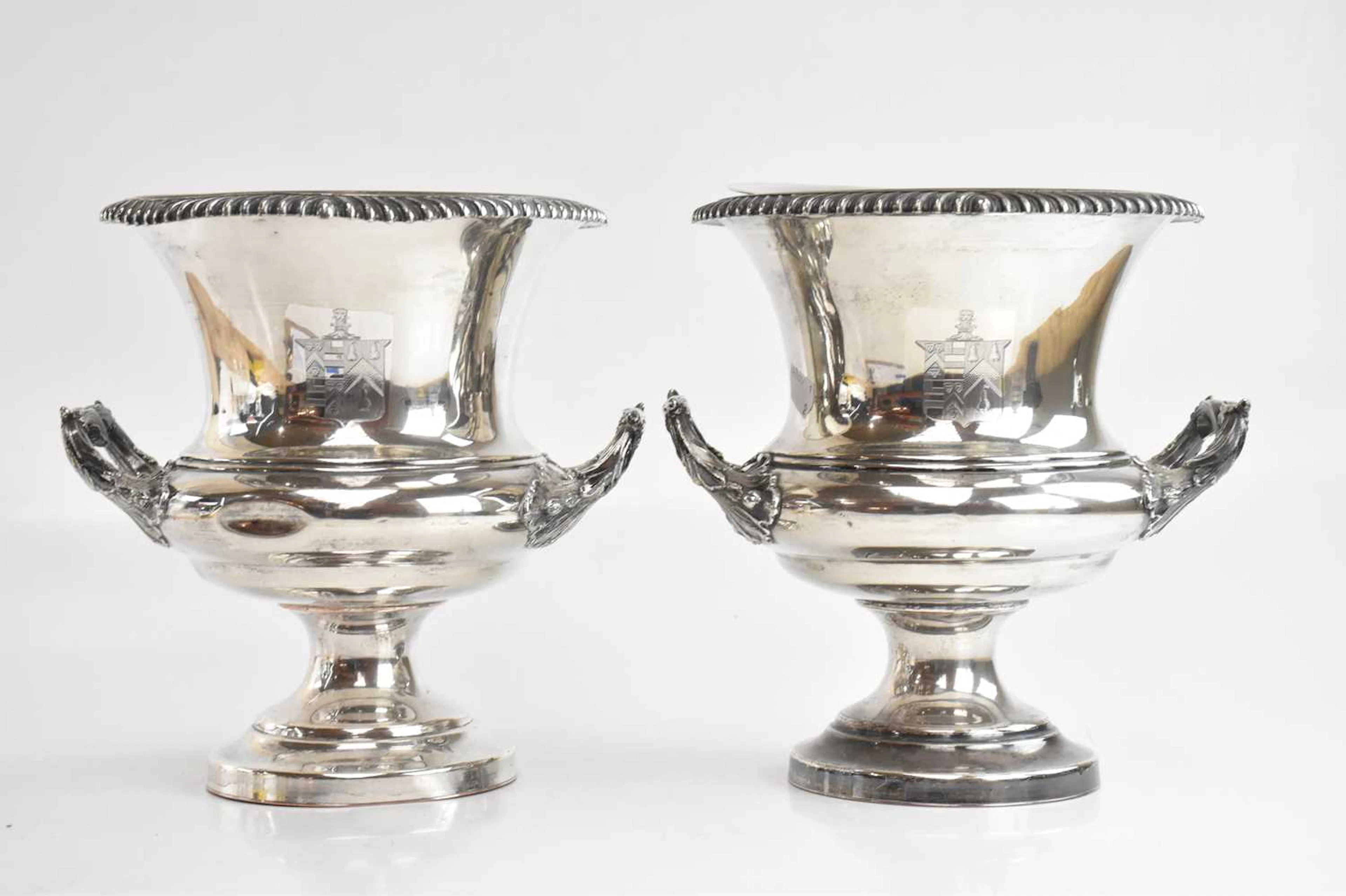 A good pair of 19th century silver plated wine coolers...