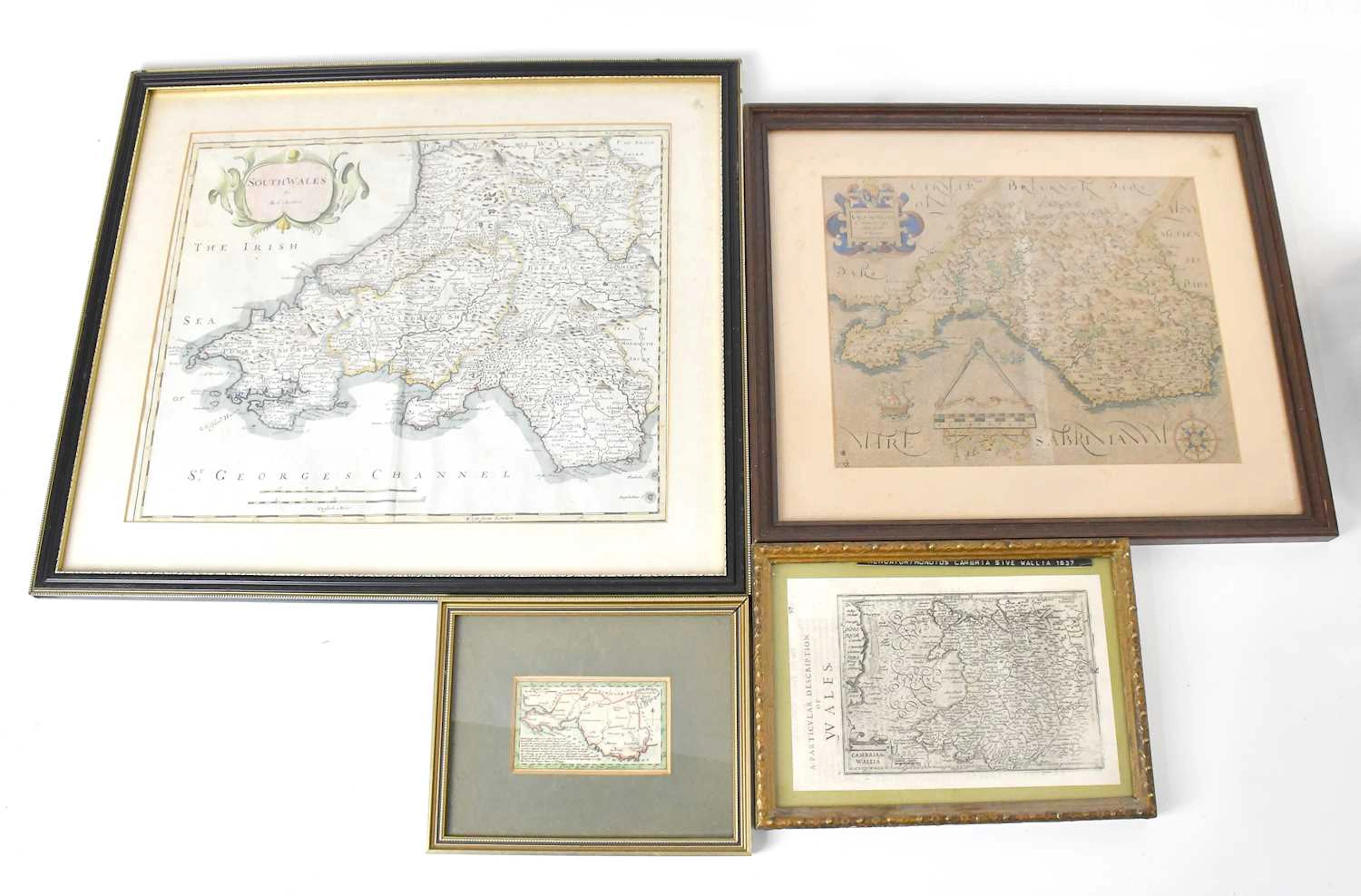Four hand coloured/tinted maps