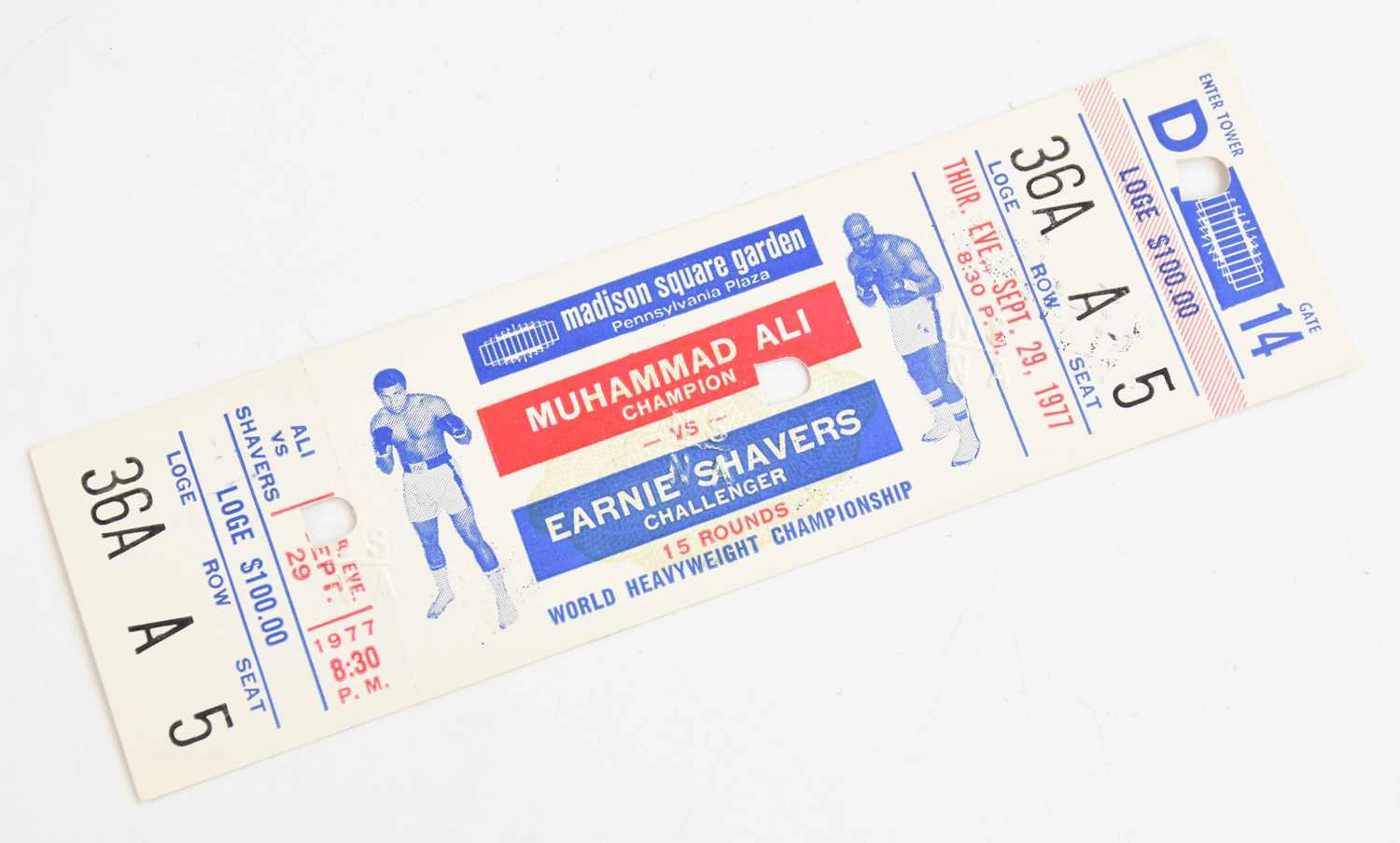 BOXING INTEREST; an original ticket Muhammad Ali vs Ernie Shavers