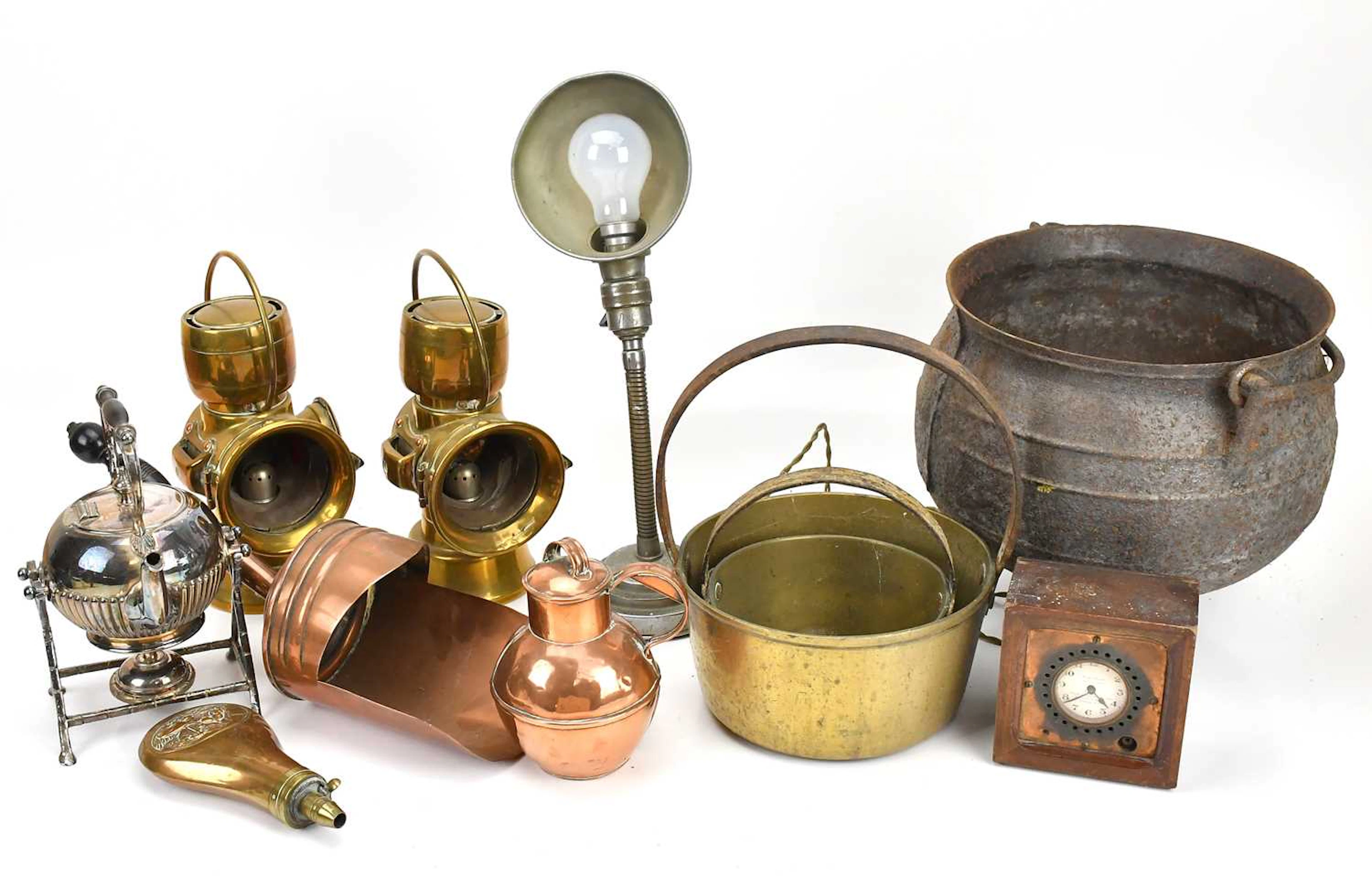 LUCAS; a pair of brass lamps