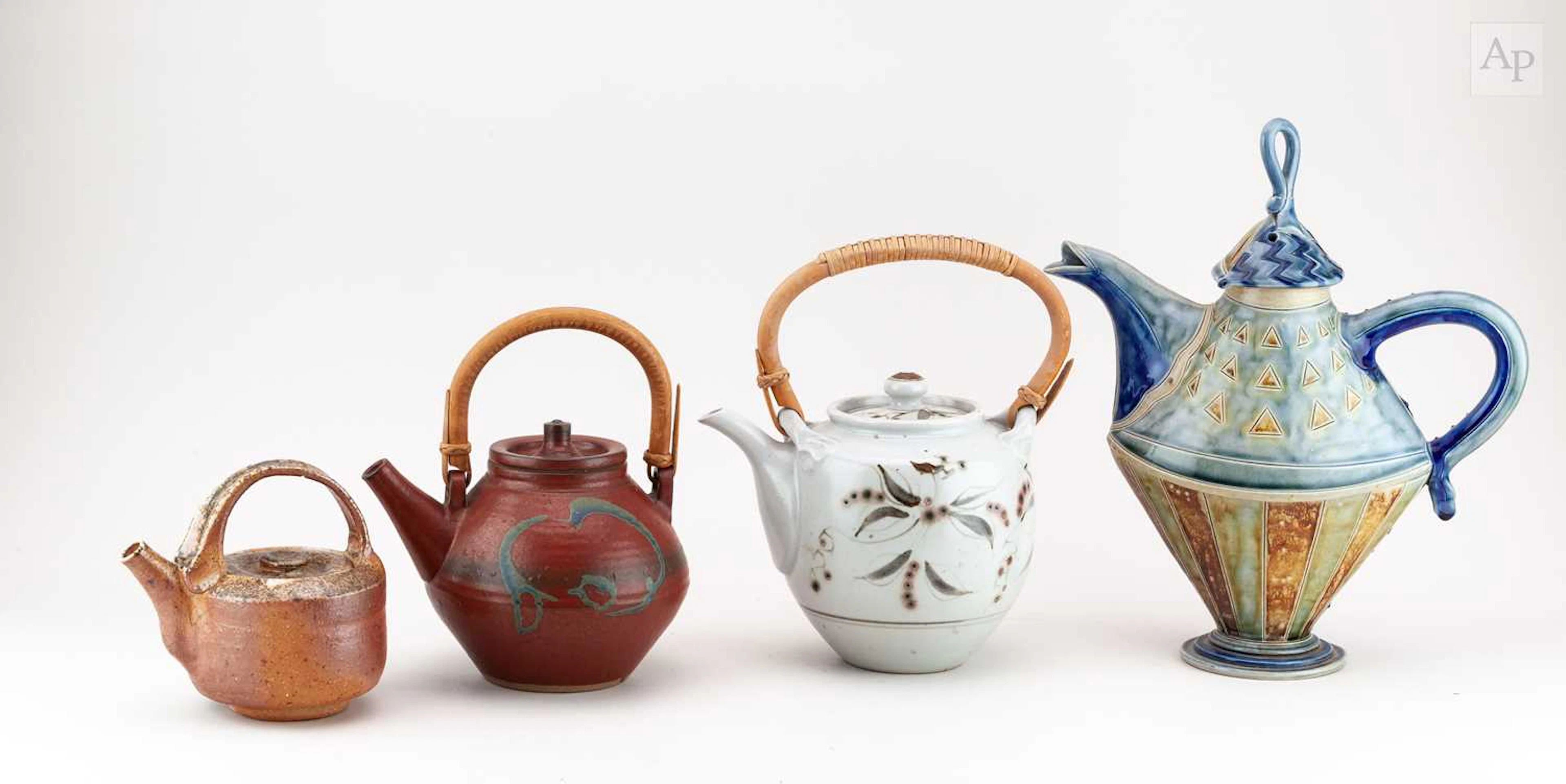 A group of stoneware teapots by Andrew Osborne