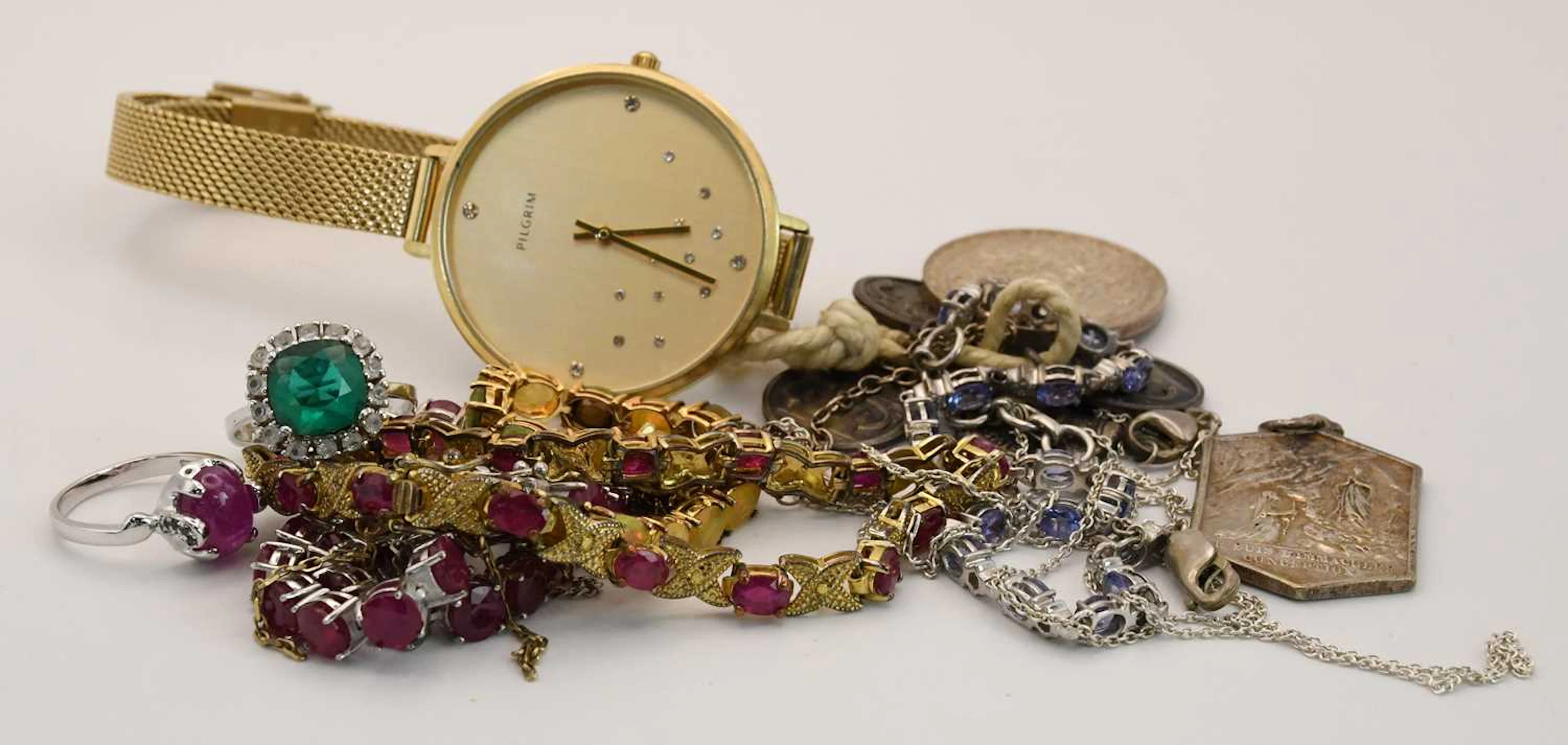 Various items of silver and coloured stone jewellery including rings