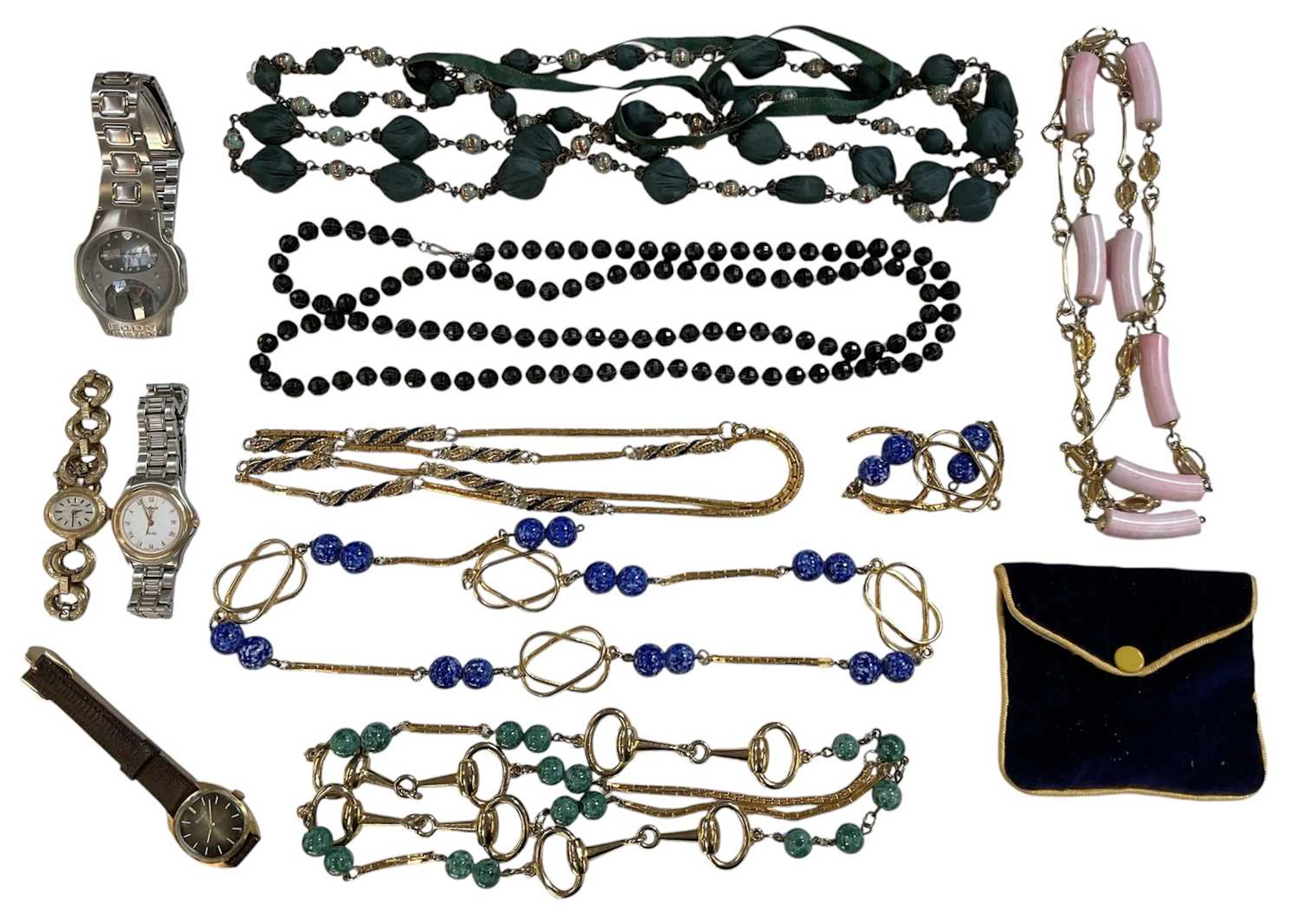 A small quantity of assorted costume jewellery and wristwatches
