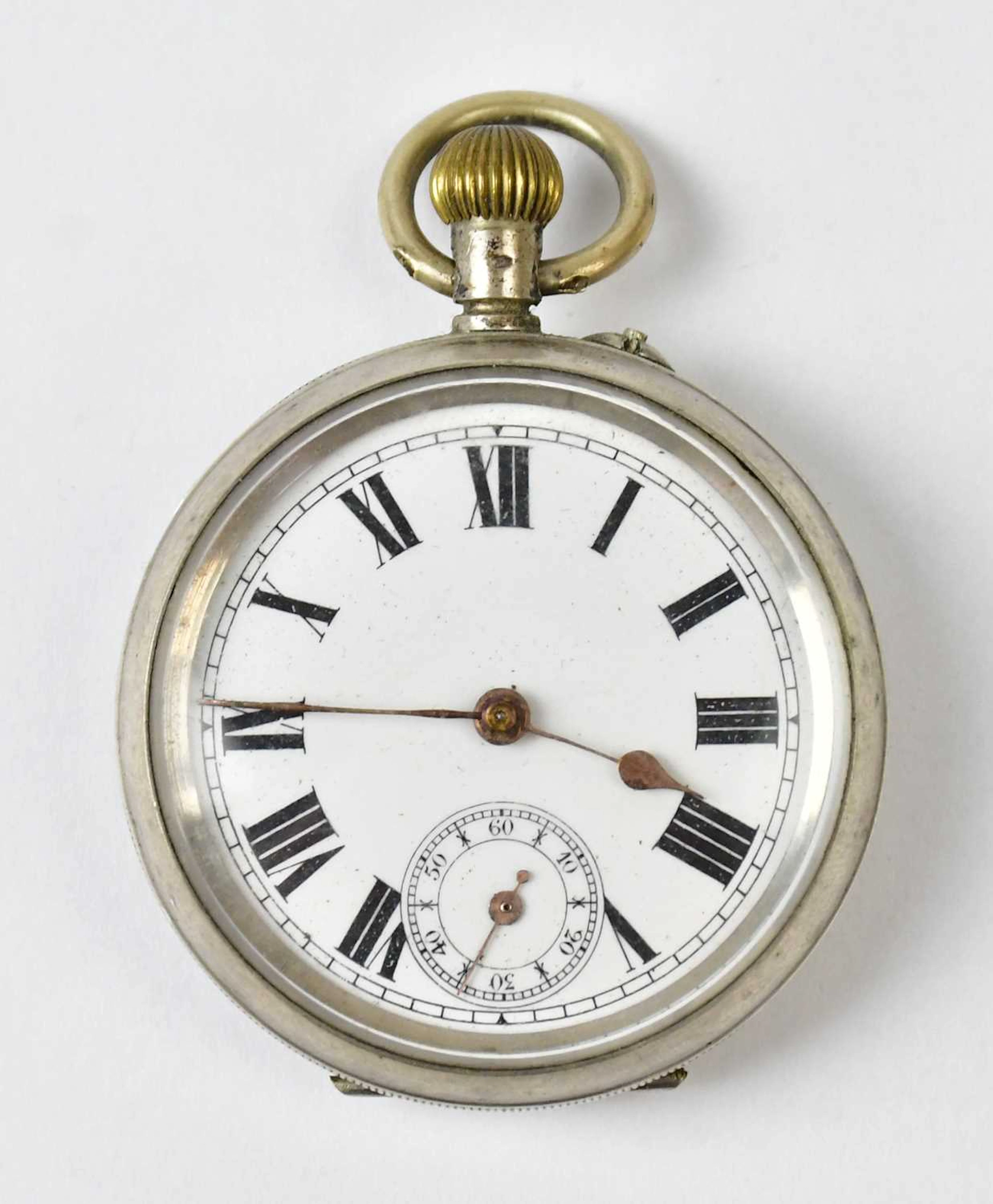A French silver open face crown wind pocket watch