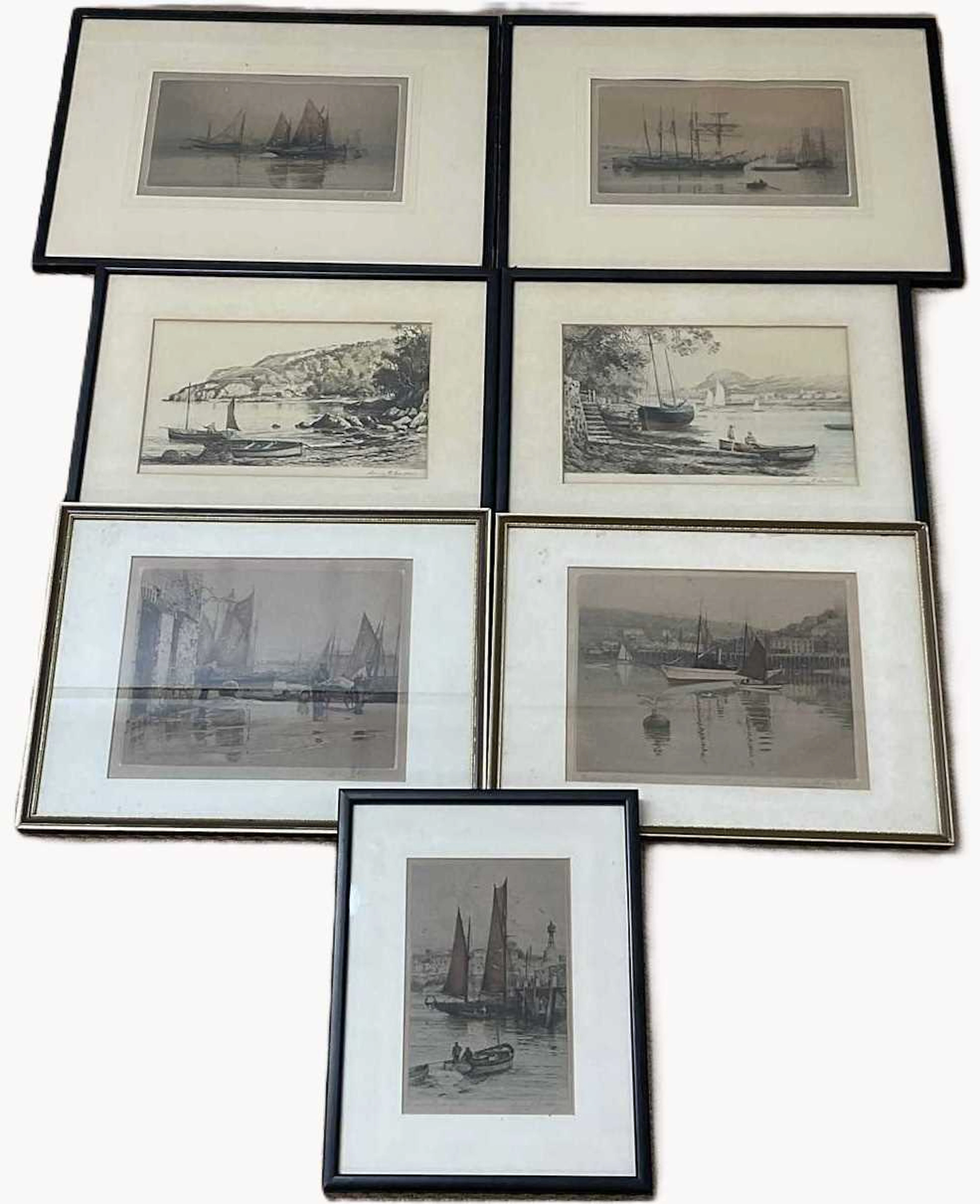 HENRY GEORGE WALKER; seven maritime prints