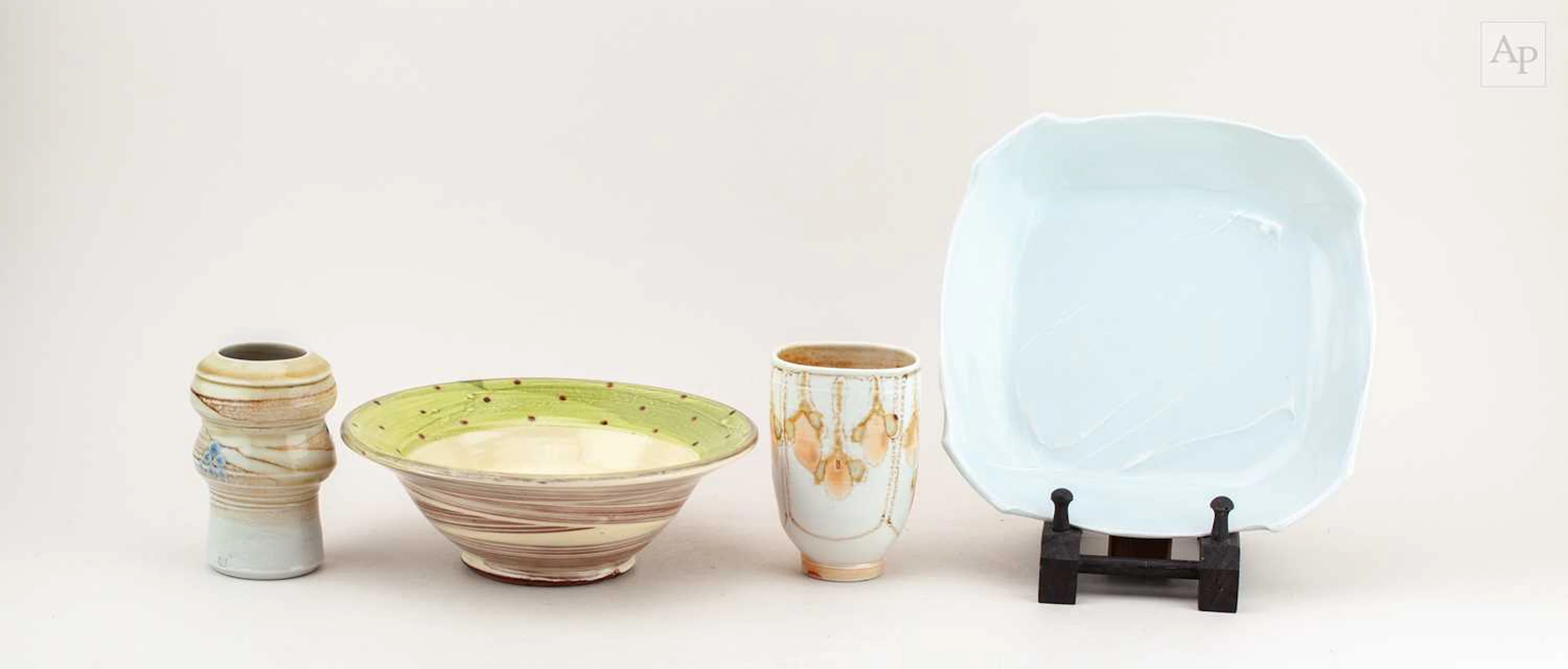 A group of porcelain and slipware ceramics including Joanna Howells