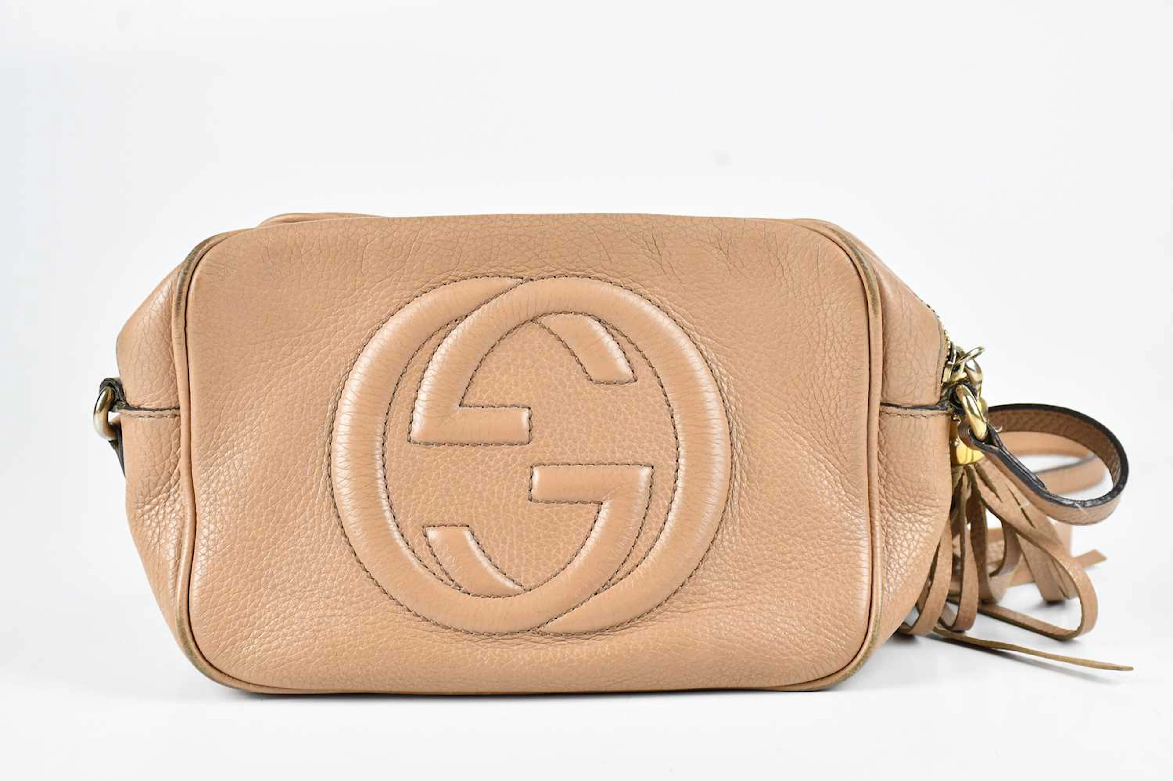 GUCCI; a tan pebbled leather Soho Disco shoulder bag