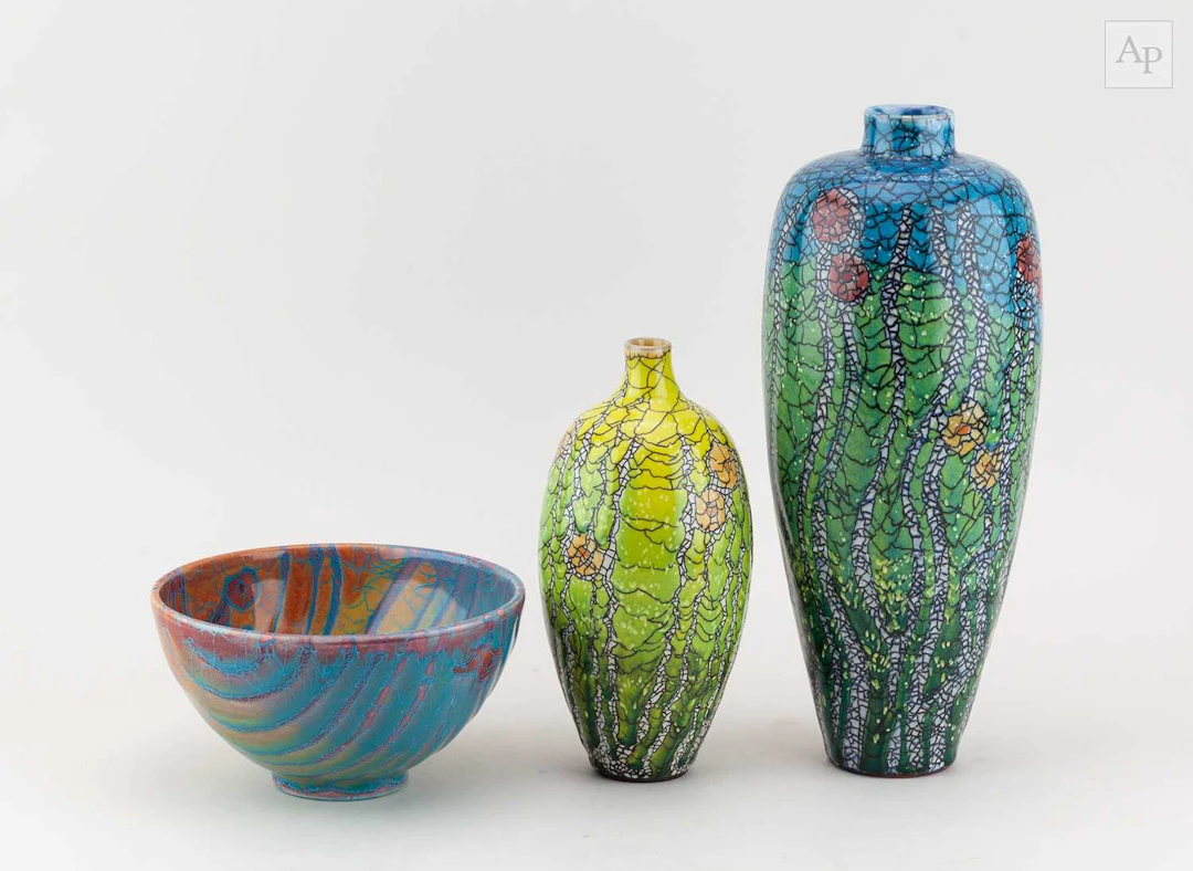 RUPERT ANDREWS (born 1947); a tall earthenware bottle...