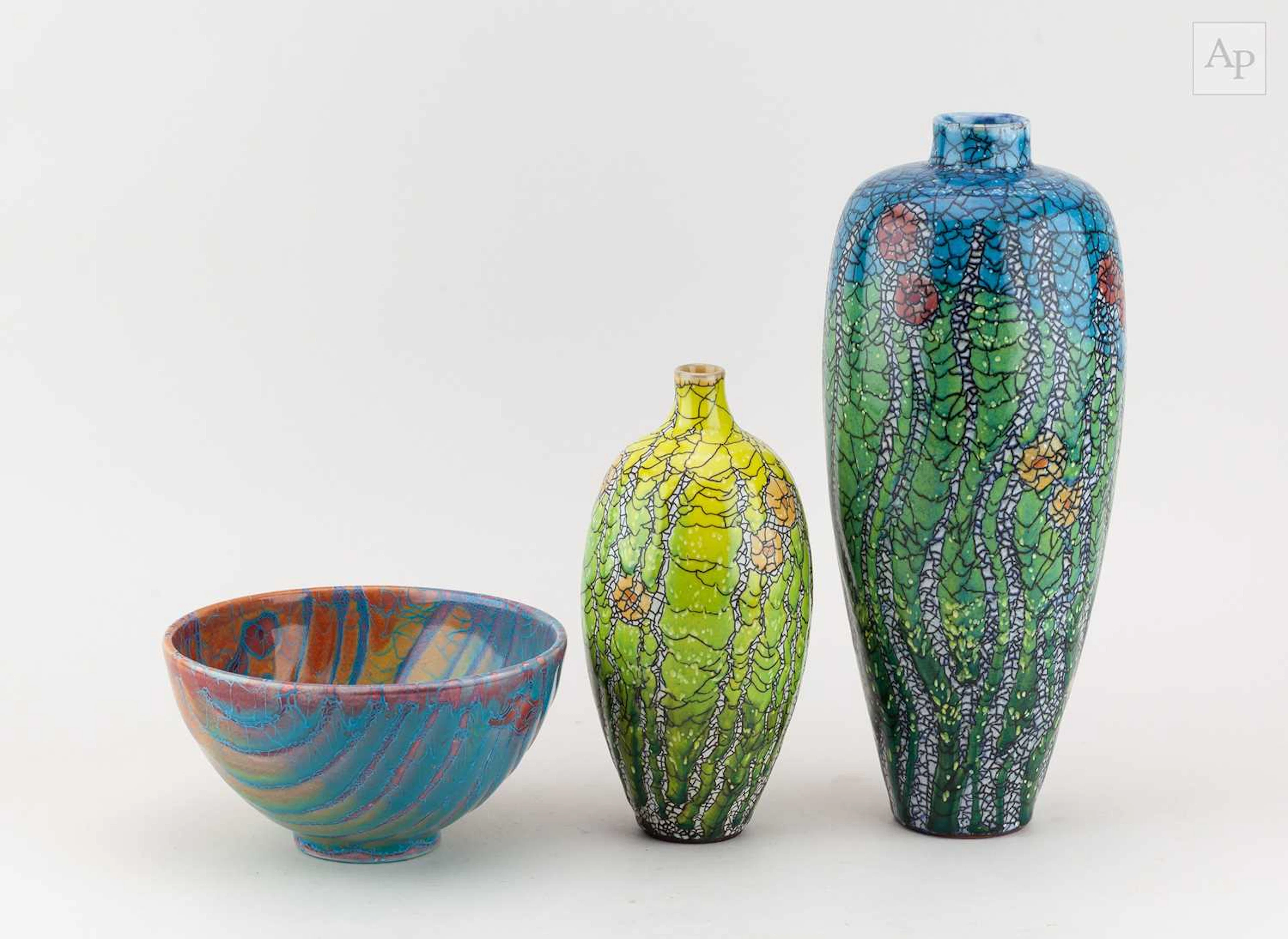 RUPERT ANDREWS (born 1947); a tall earthenware bottle...