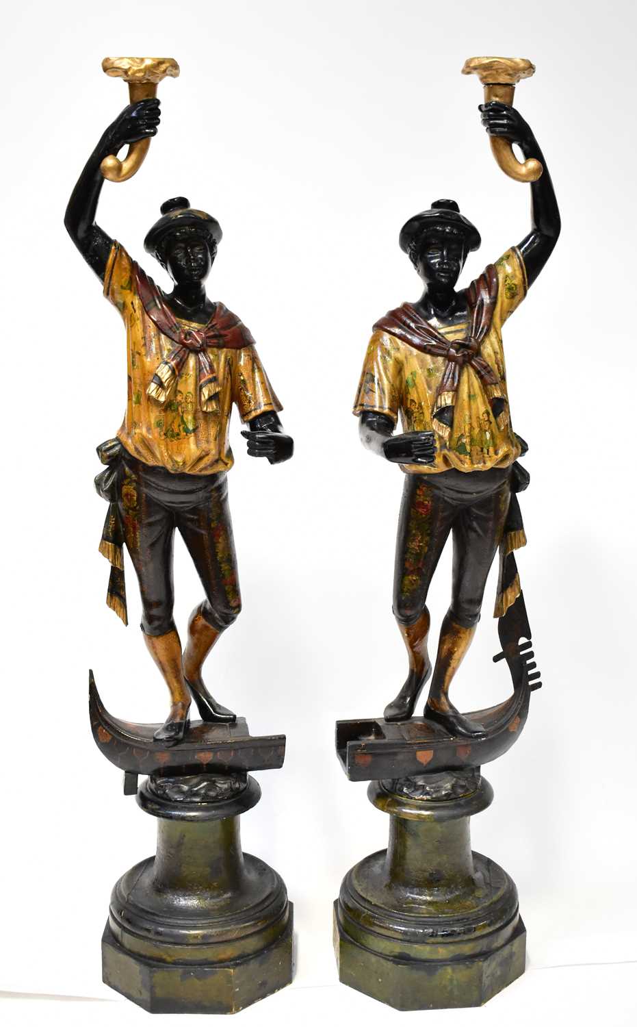A pair of 19th century carved partial gilt and...