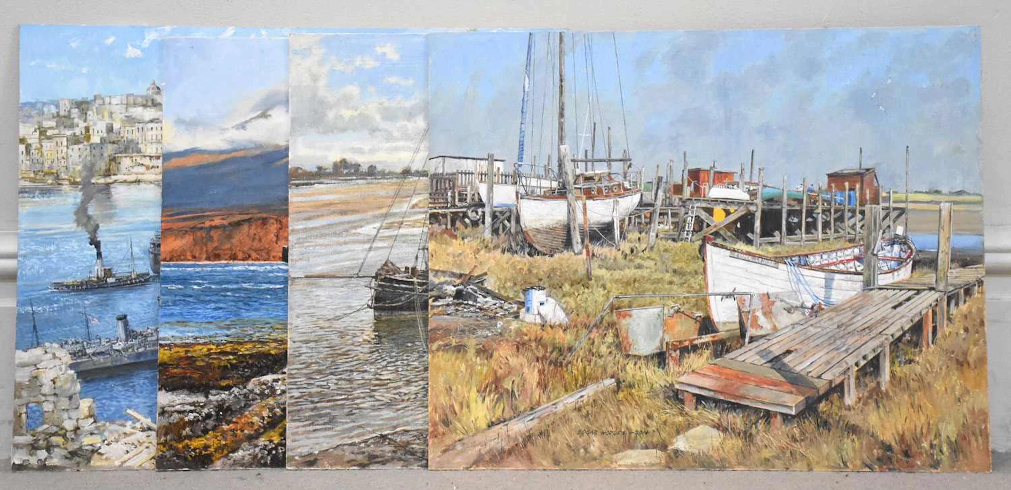 EDGAR HODGES (1928-2025); four oils on board including a...