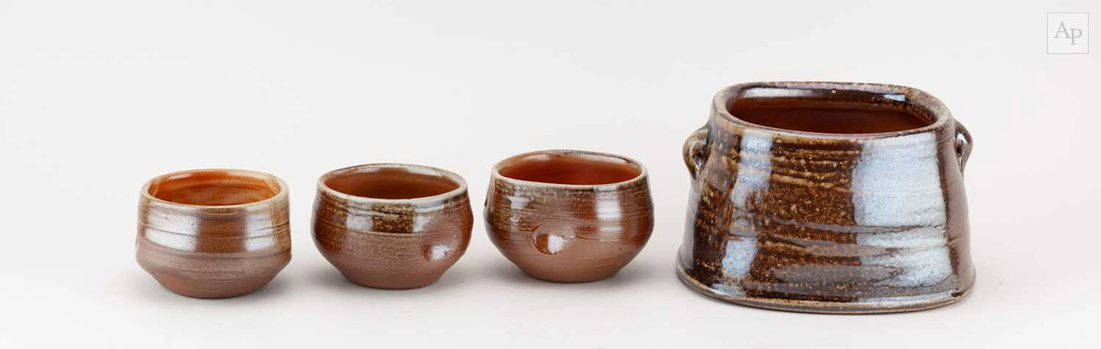 MICKI SCHLOESSINGK (born 1949); a square lugged salt glazed planter