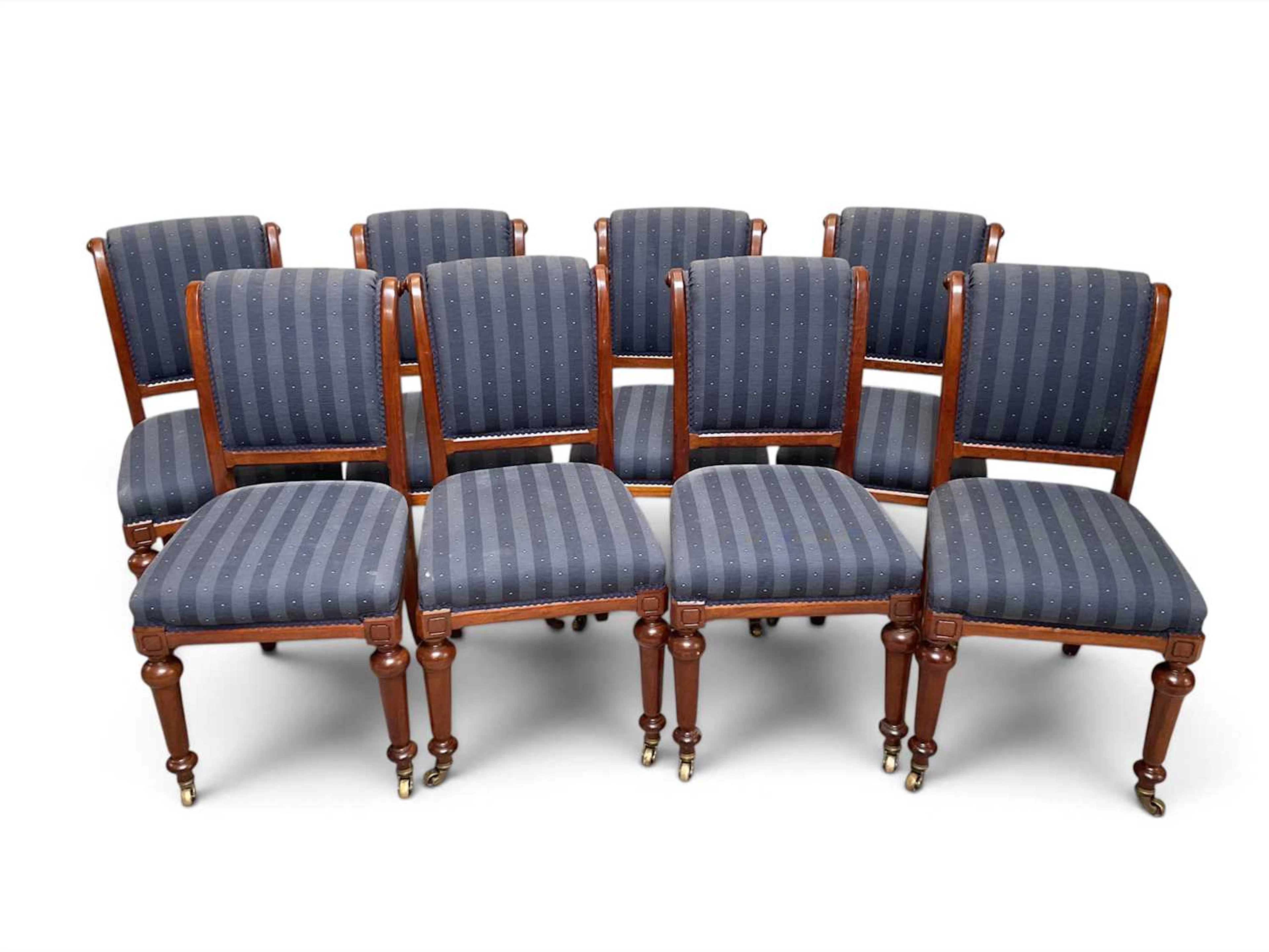 A set of eight Victorian mahogany framed dining chairs
