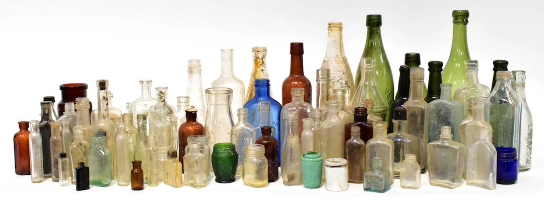 A collection of vintage glass bottles