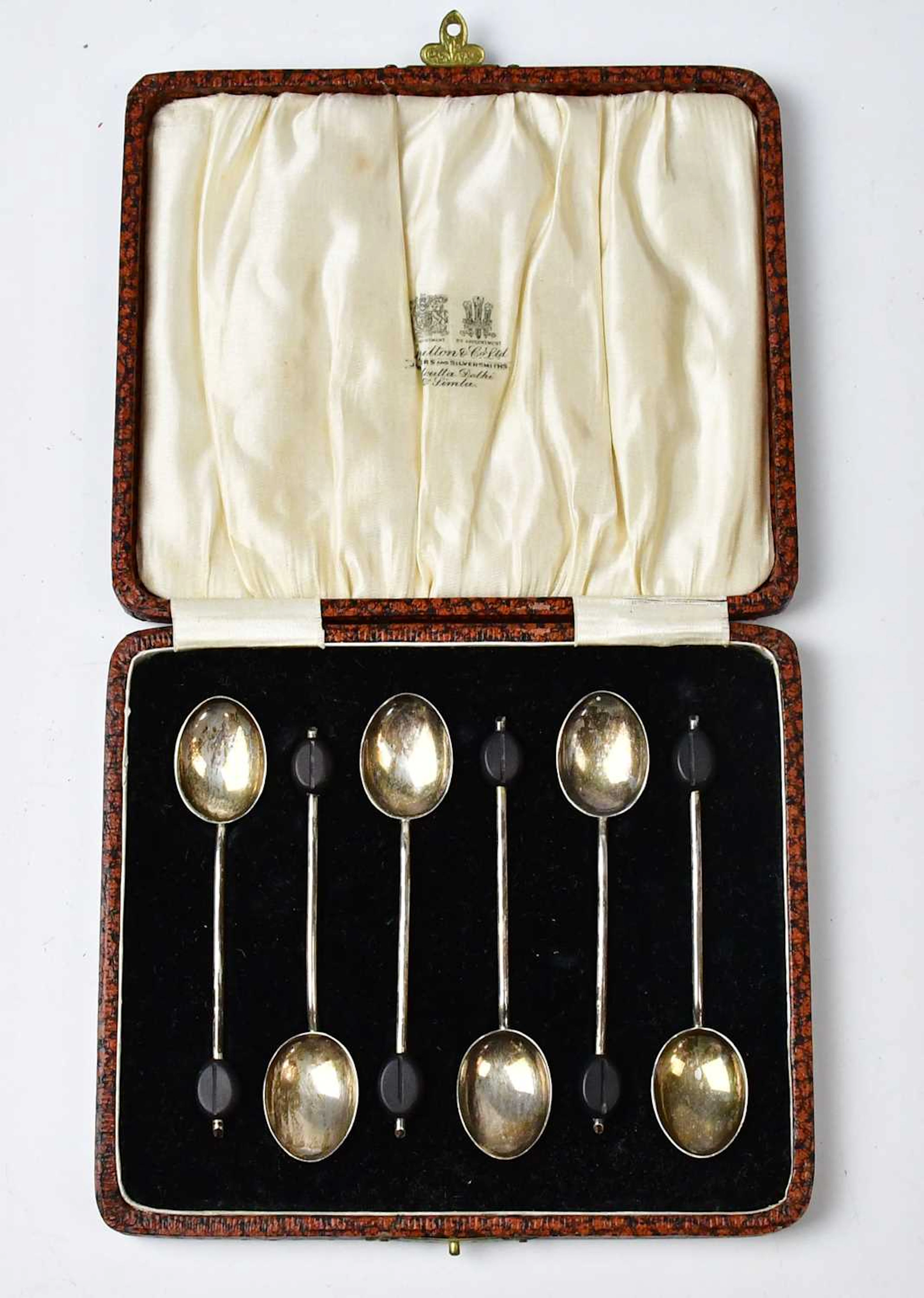 HUKIN & HEATH; a cased set of six George V hallmarked...