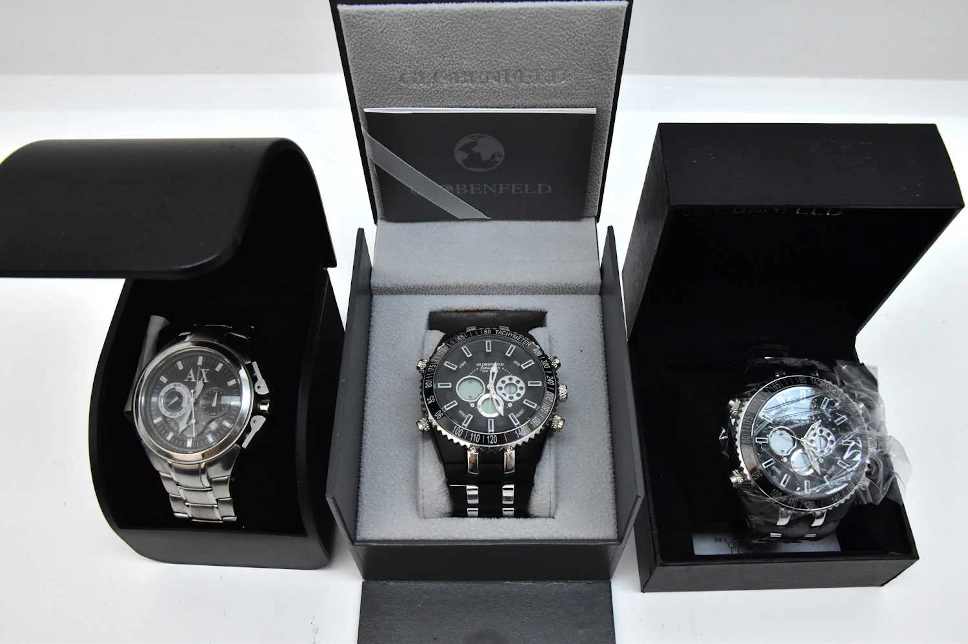 Three gentleman's fashion and sports watches