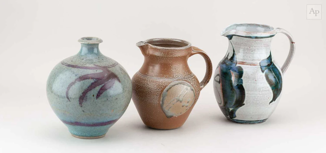 EDGAR CAMPDEN for Aldermaston Pottery; a tin glazed earthenware jug