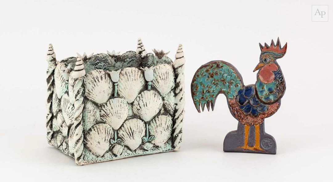 BLANDINE ANDERSON; a rectangular stoneware trough...