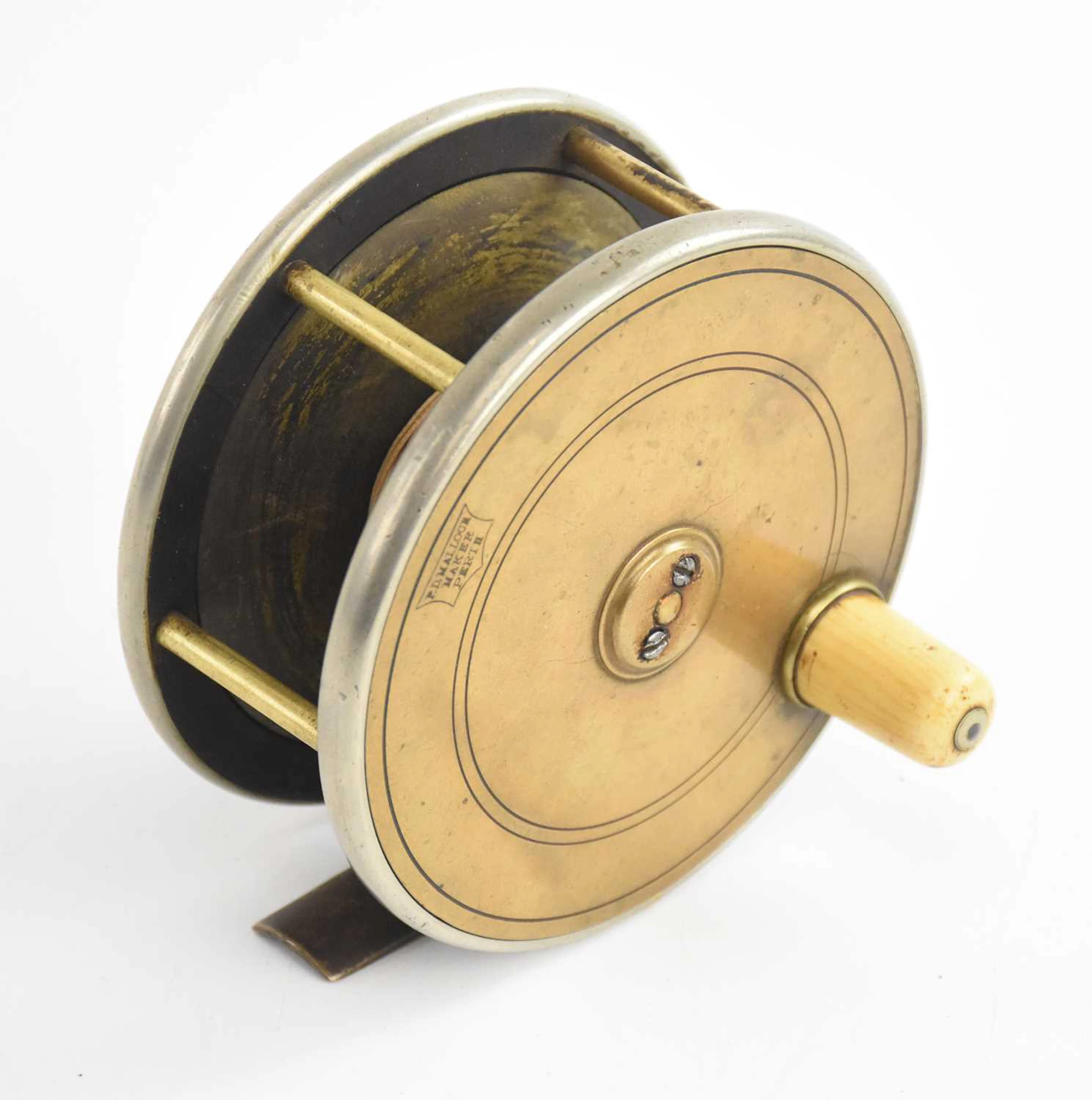 A Malloch of Perth 4 1/4 inch brass face reel