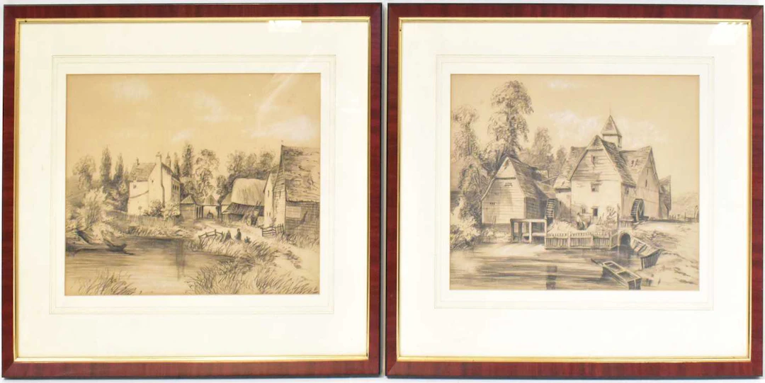 19TH CENTURY ENGLISH SCHOOL; a pair of pencil drawings