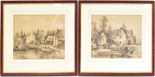 19TH CENTURY ENGLISH SCHOOL; a pair of pencil drawings