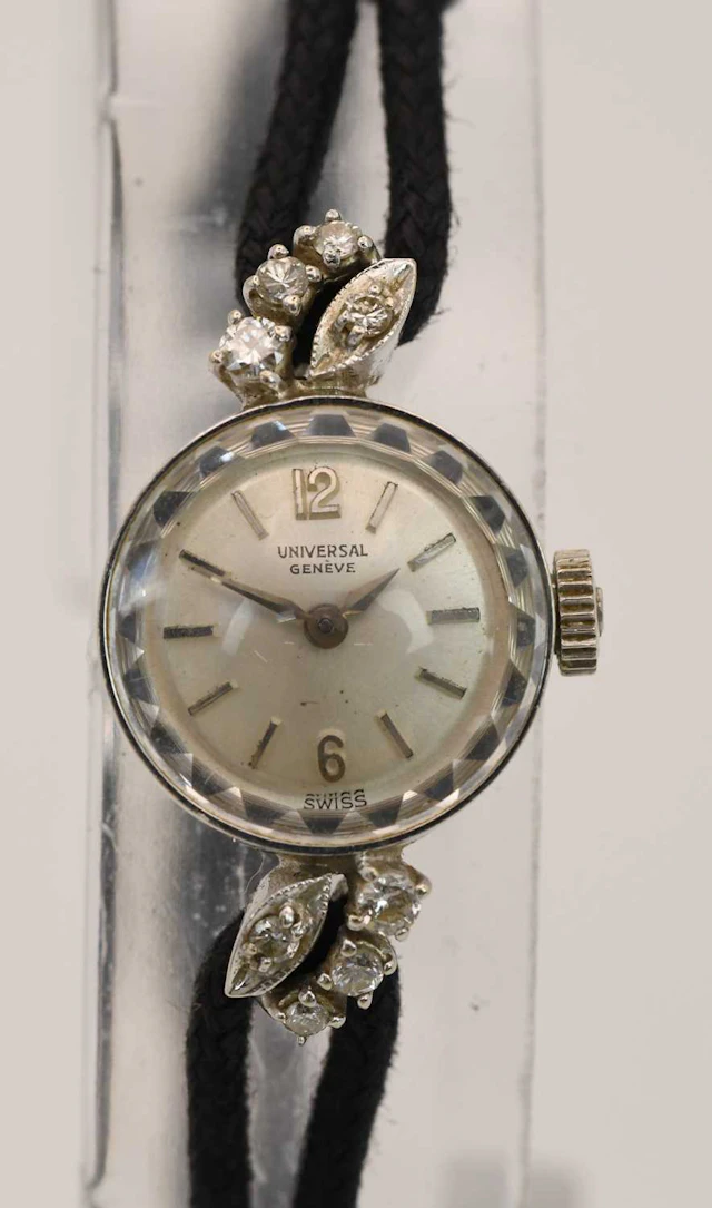 UNIVERSAL GENEVE; an 1920s/30s Art Deco 14ct white gold...