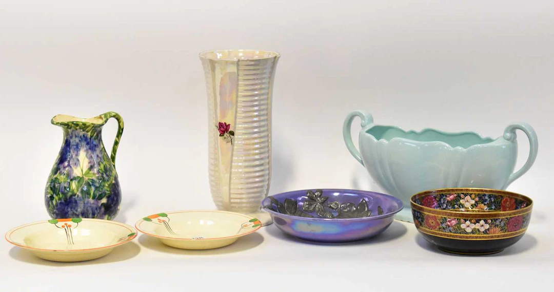 A collection of mid-20th century ceramics including a Carlton ware bowl