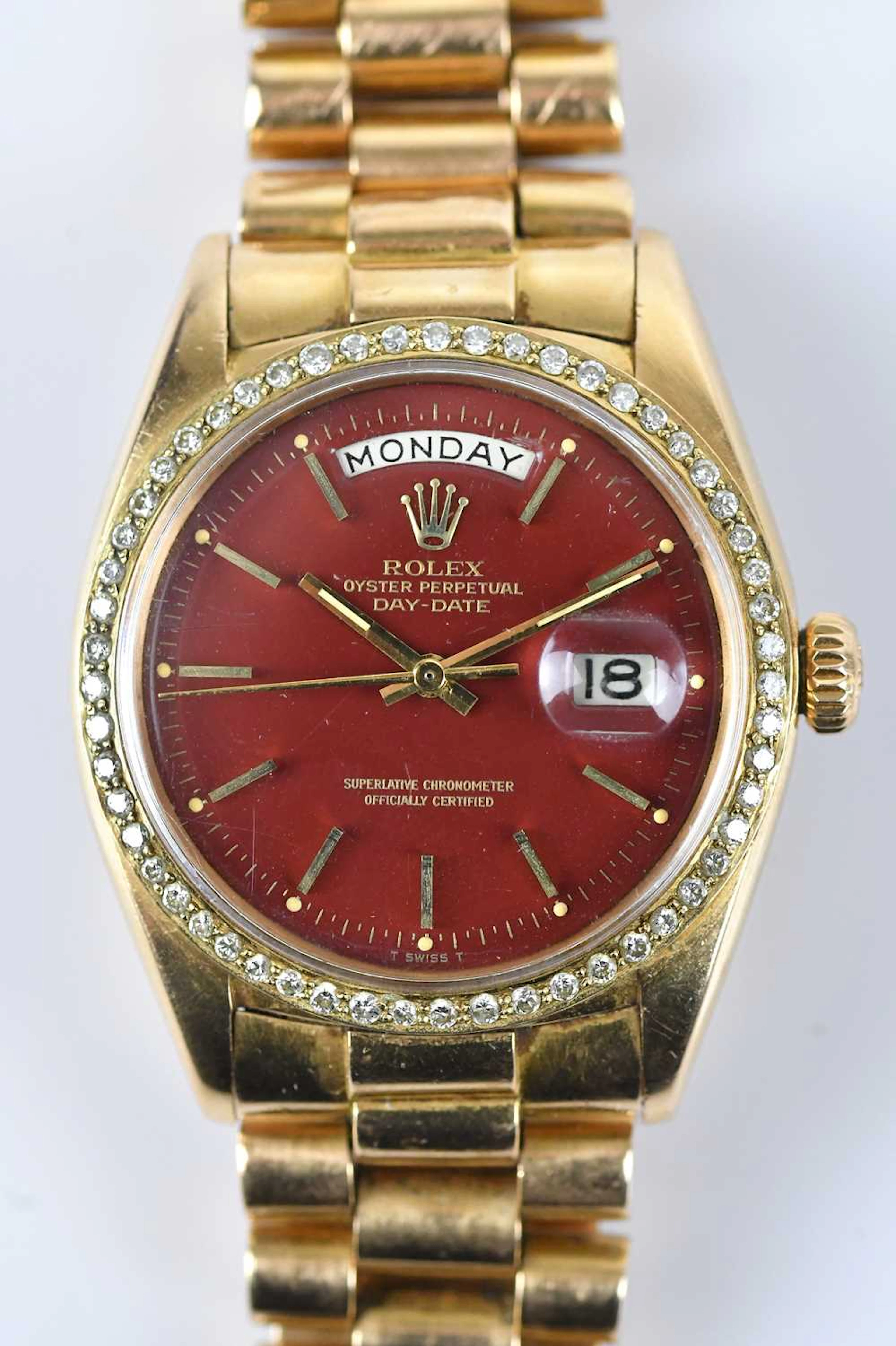ROLEX; a rare 18ct gold Oyster Perpetual Day-Date wristwatch