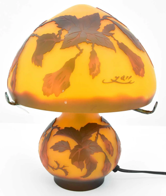 IN THE MANNER OF EMILE GALLE; a vintage glass mushroom...