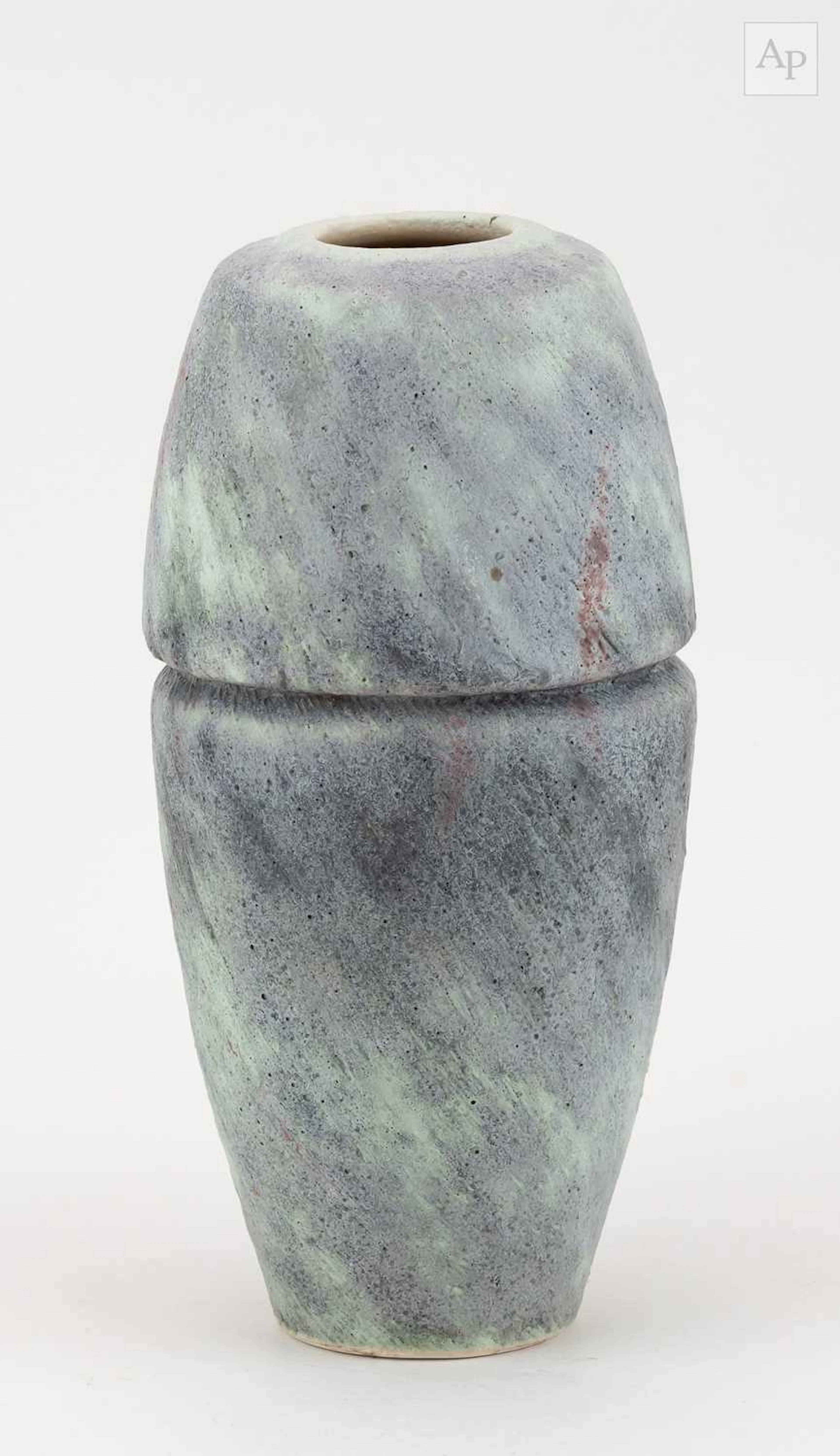 CHRIS CARTER (born 1945); a porcelain vessel covered in lilac and green glaze