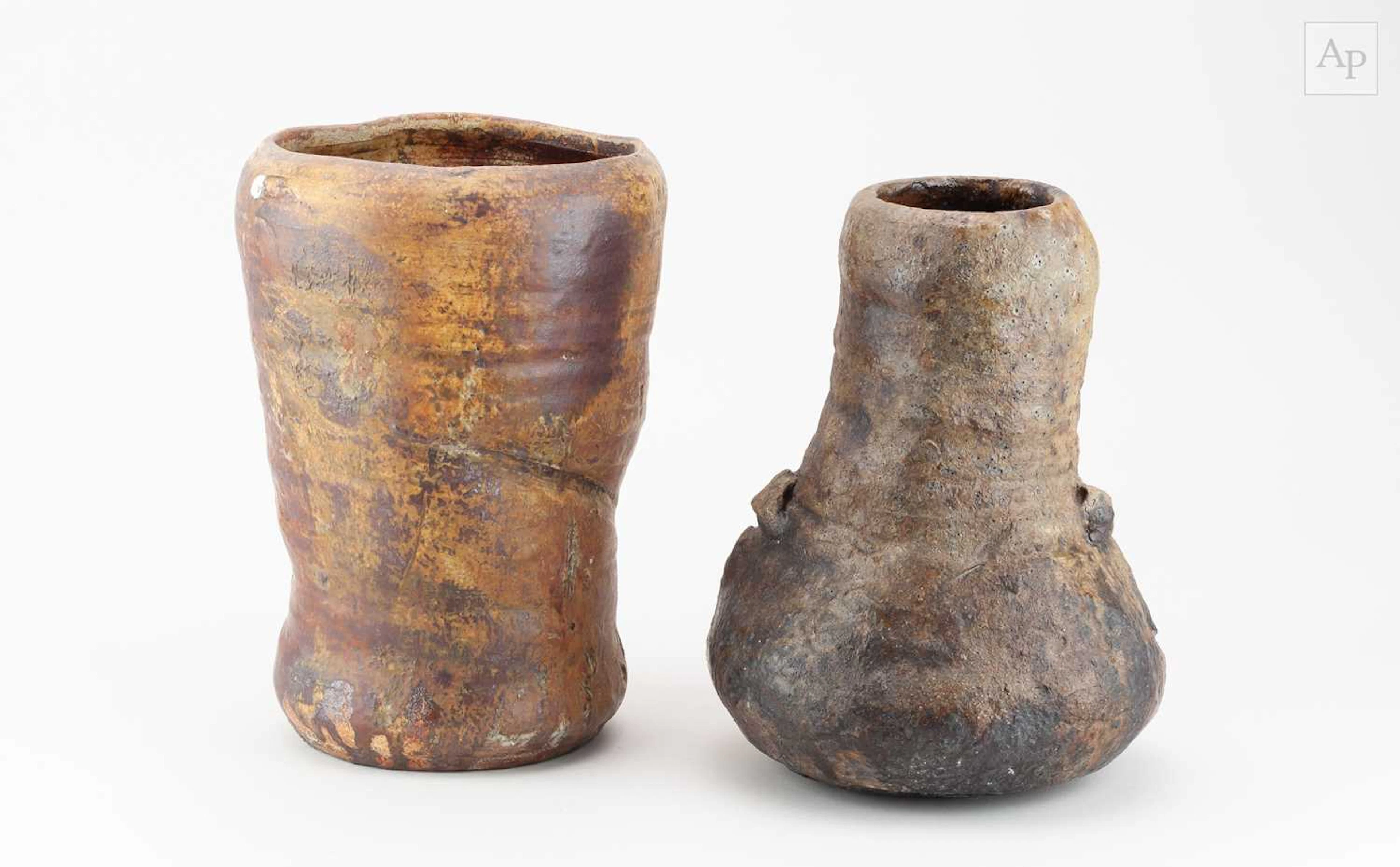 CHARLES BOUND (born 1939); a wood fired stoneware vessel covered in ash glaze