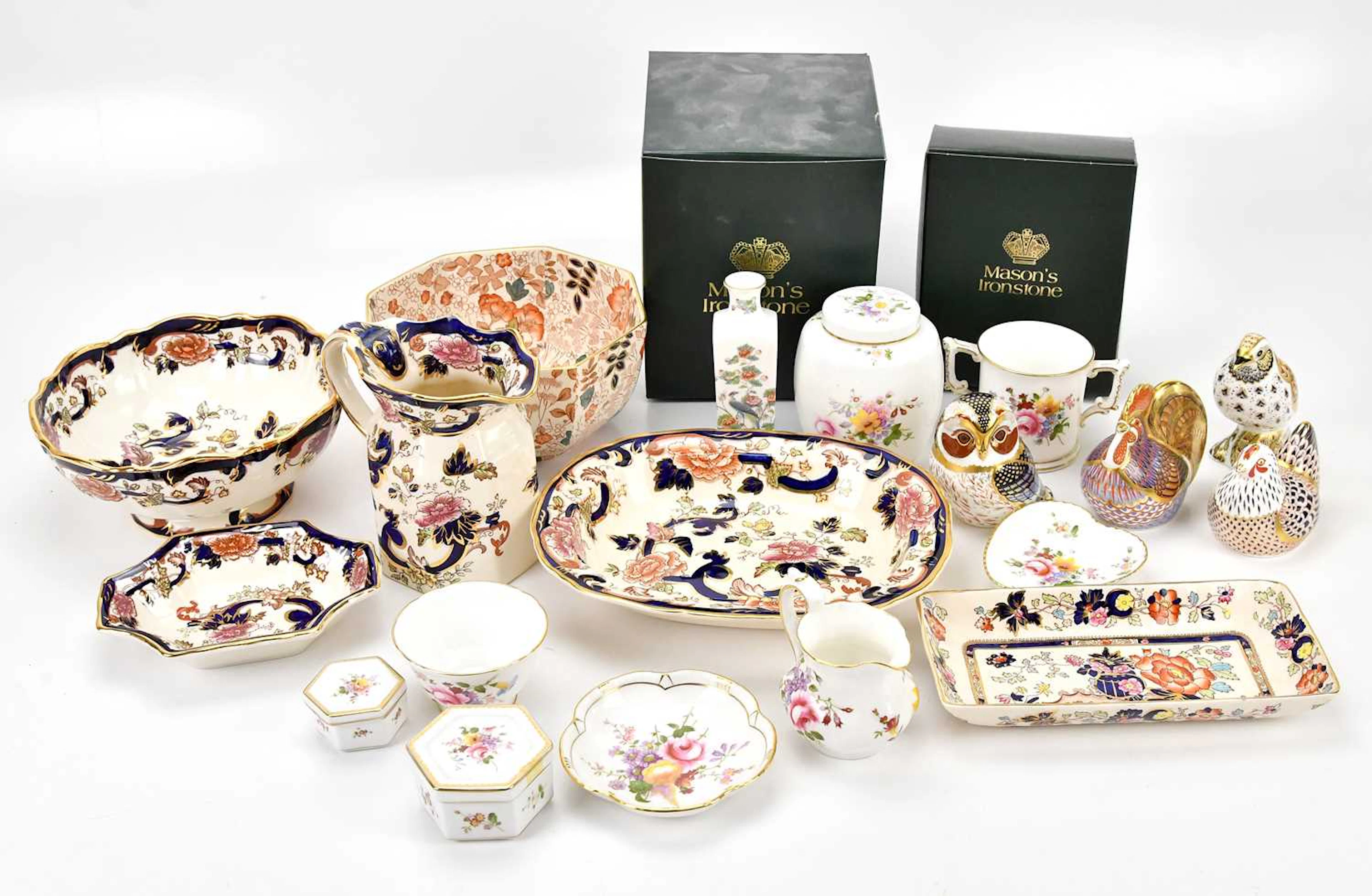 ROYAL CROWN DERBY; a collection of four paperweights comprising of cockerel