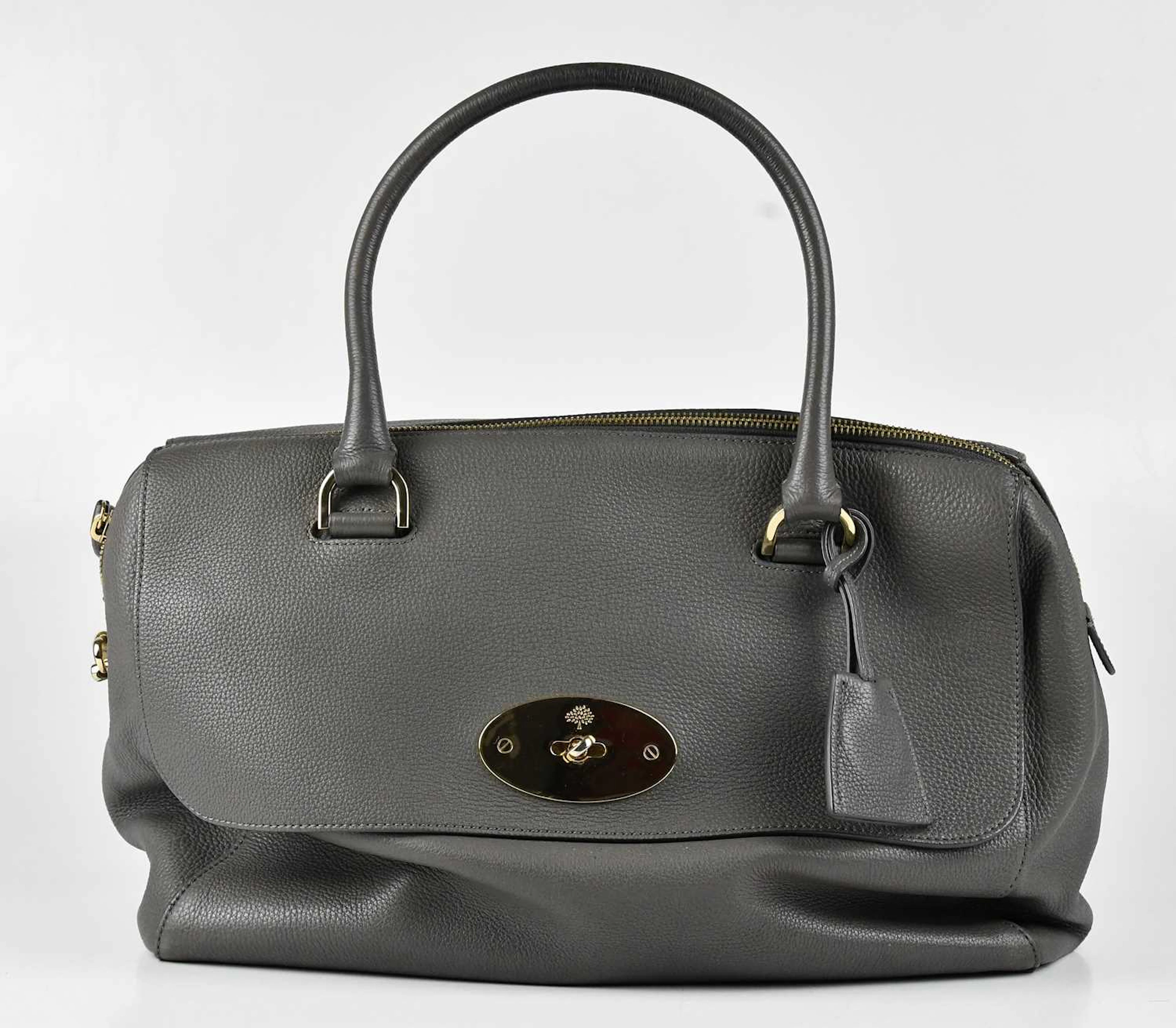 MULBERRY; a black calfskin leather cabochon embellished...