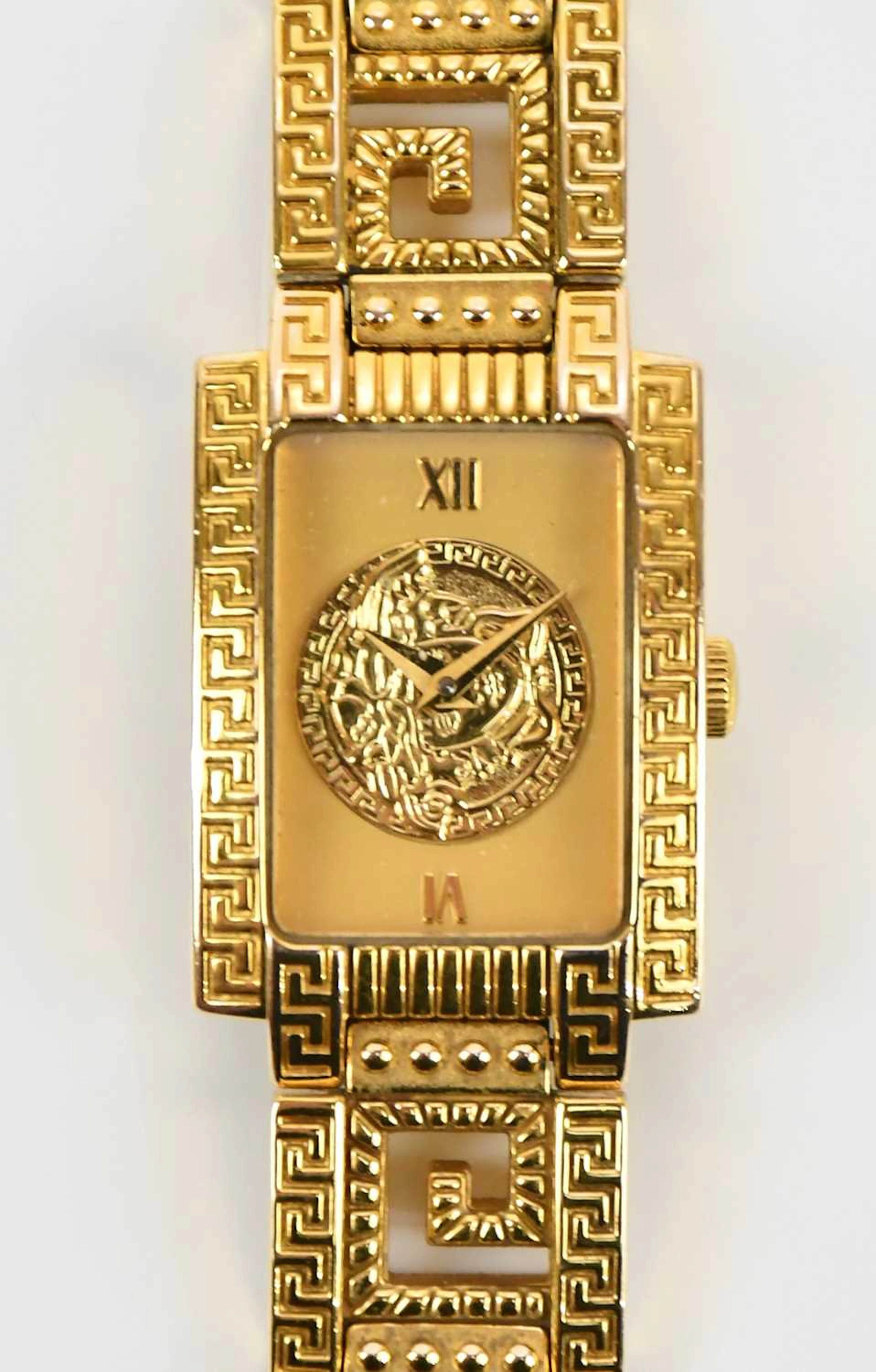 GIANNI VERSACE; a gold plated Swiss quartz watch