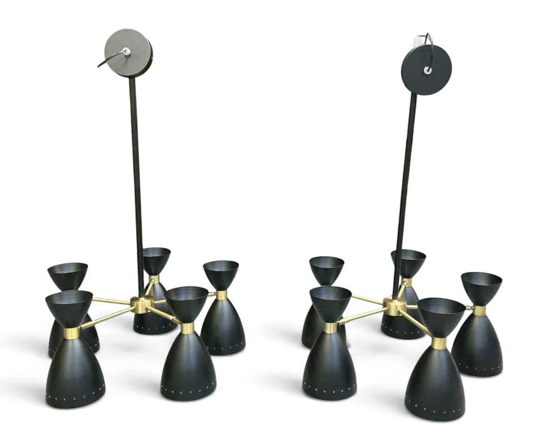 JOHN LEWIS; a pair of modern contemporary black painted...