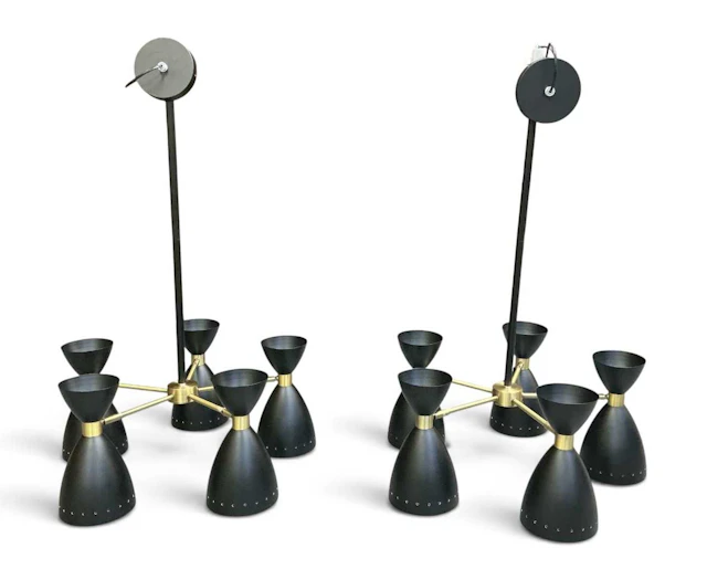 JOHN LEWIS; a pair of modern contemporary black painted...