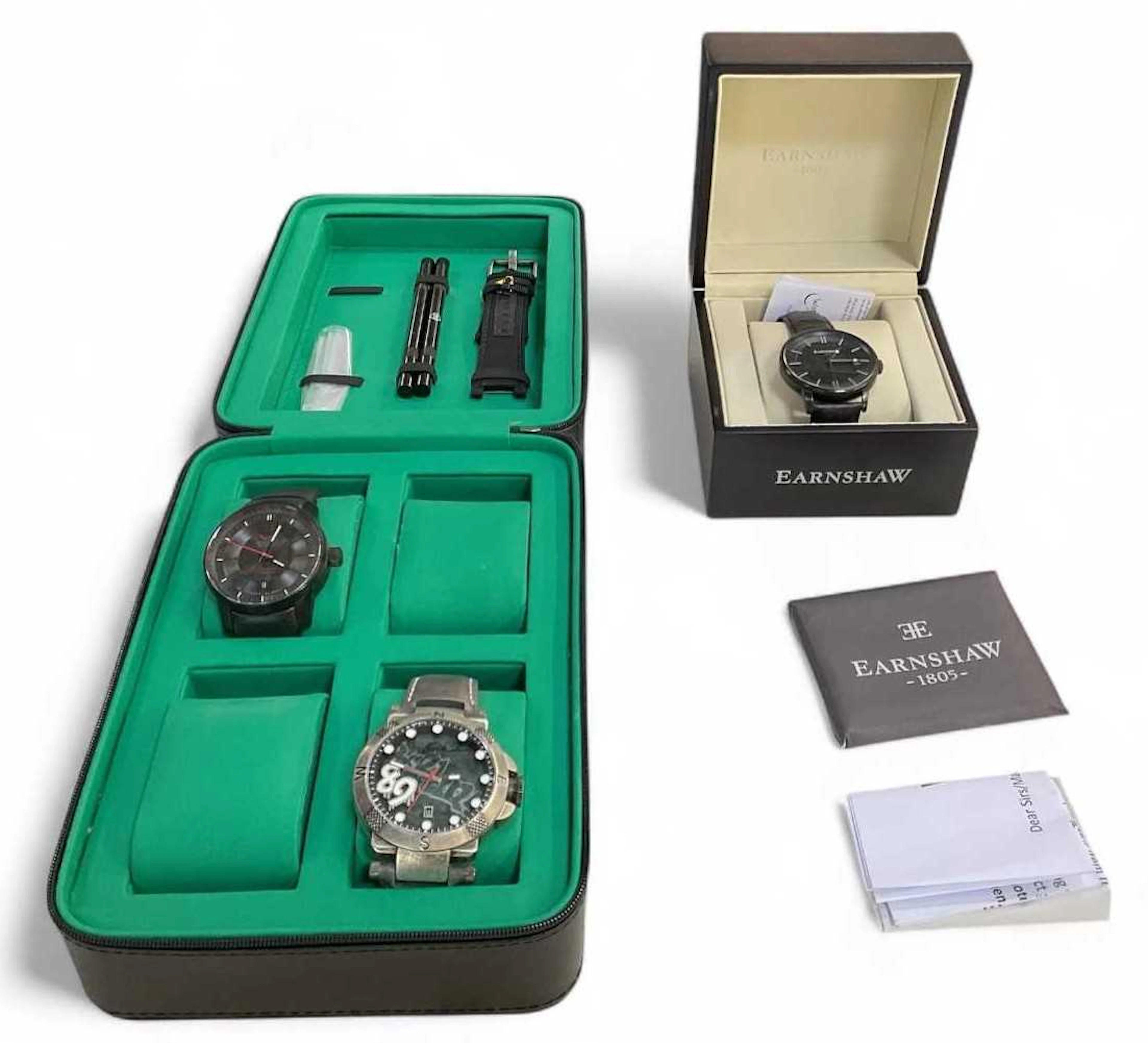 EARNSHAW; a boxed gentleman's stainless steel wristwatch