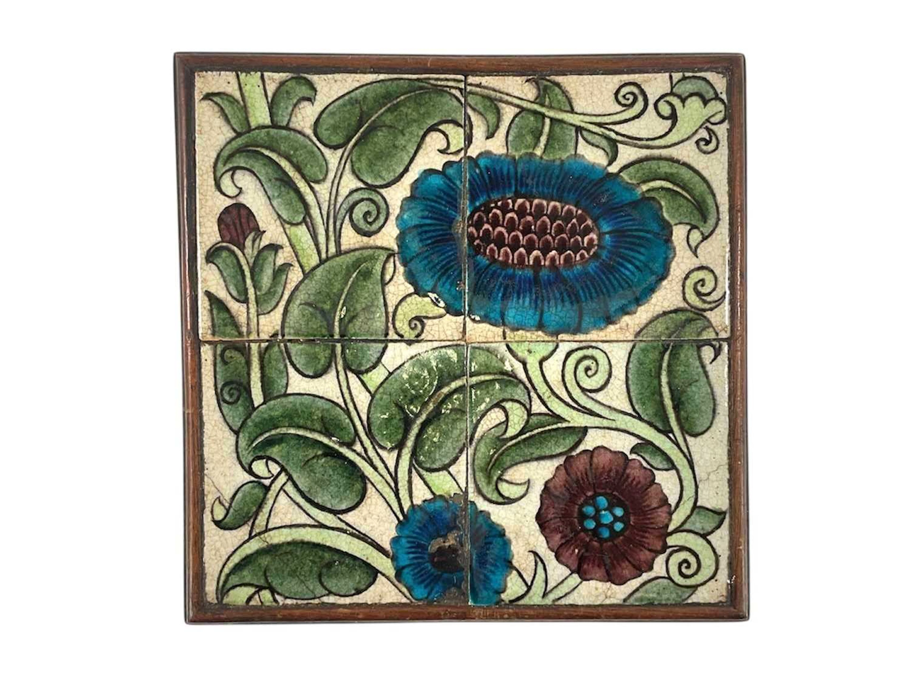 ATTRIBUTED TO WILLIAM DE MORGAN; a panel of four small...