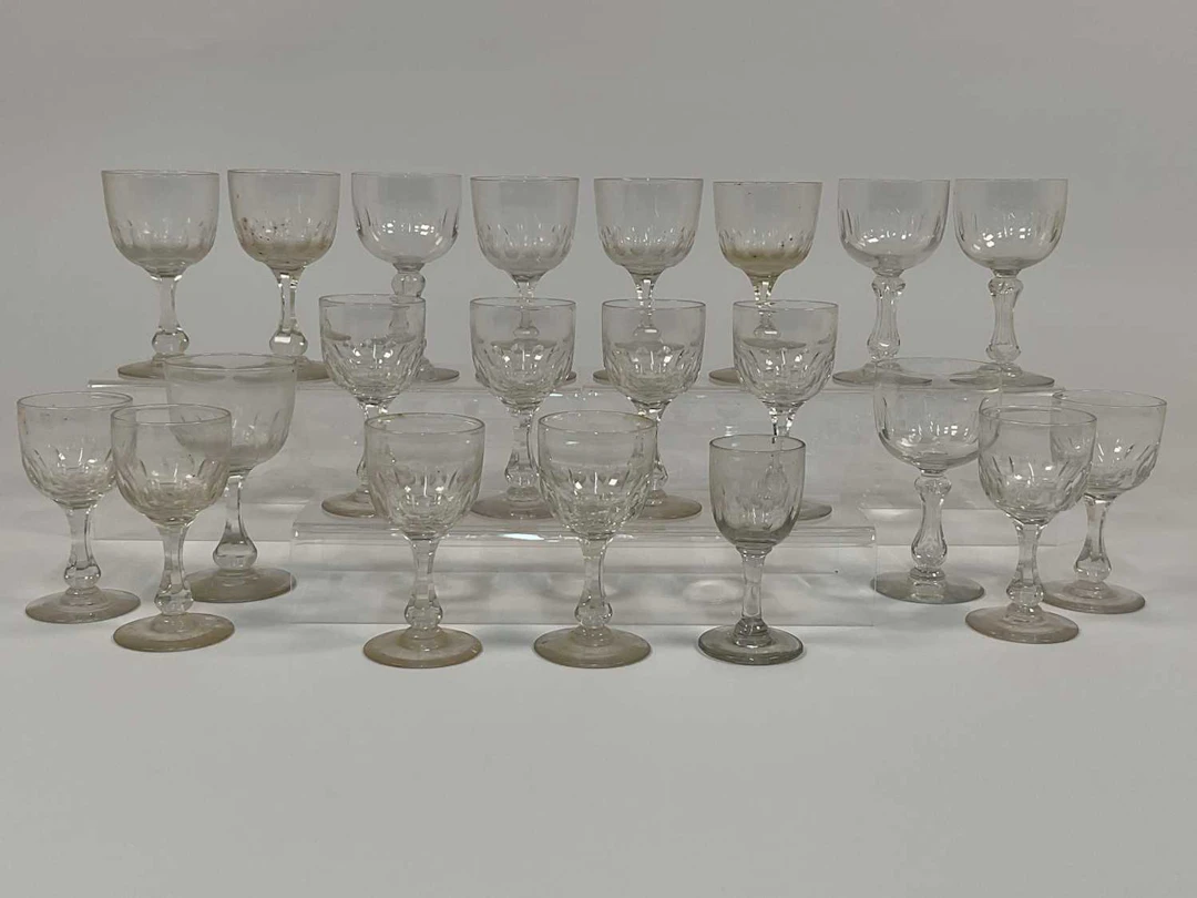 A quantity of 19th century cut glass small wine and port glasses