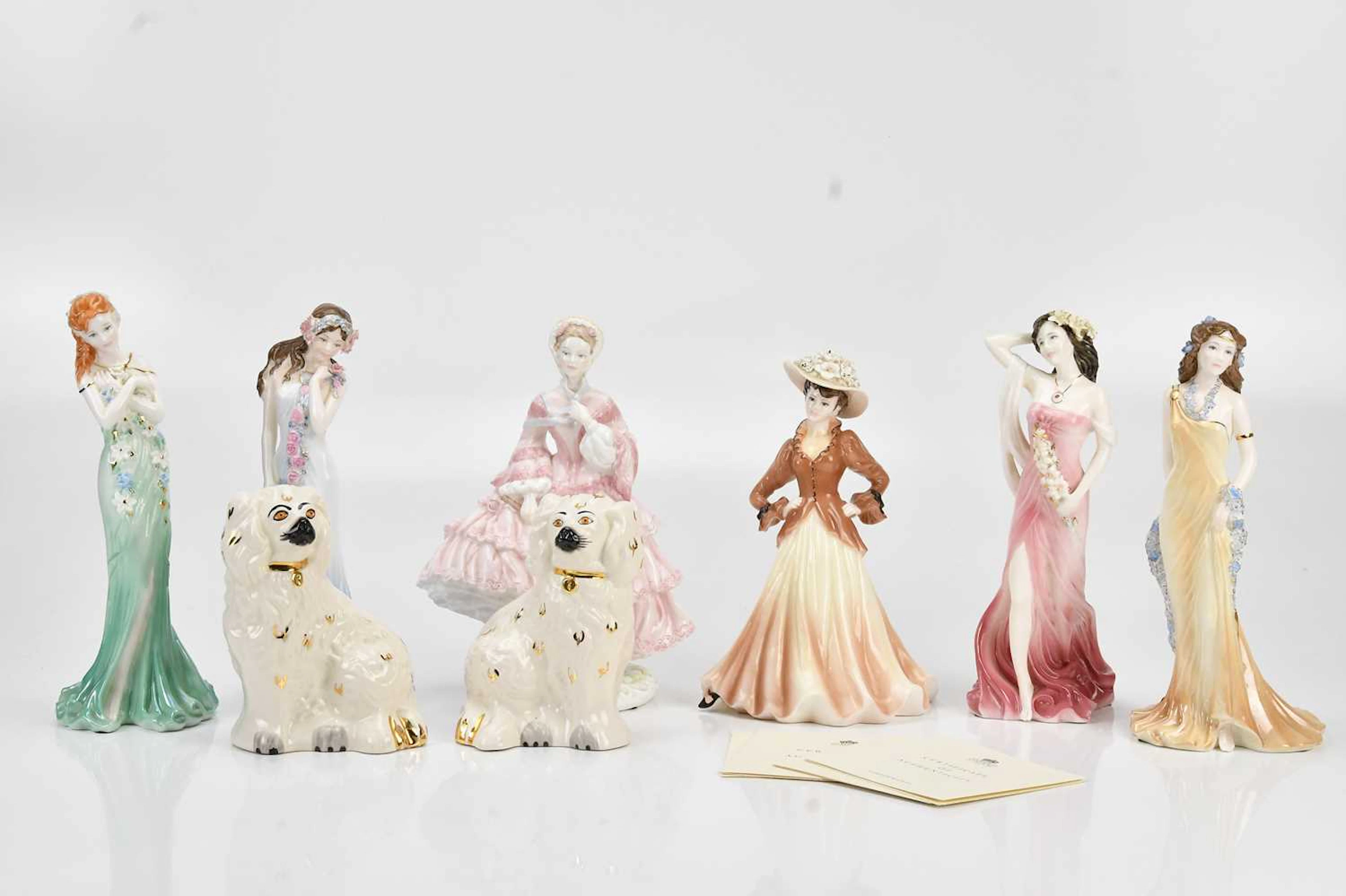 COALPORT; five figures comprising 'Ruby'