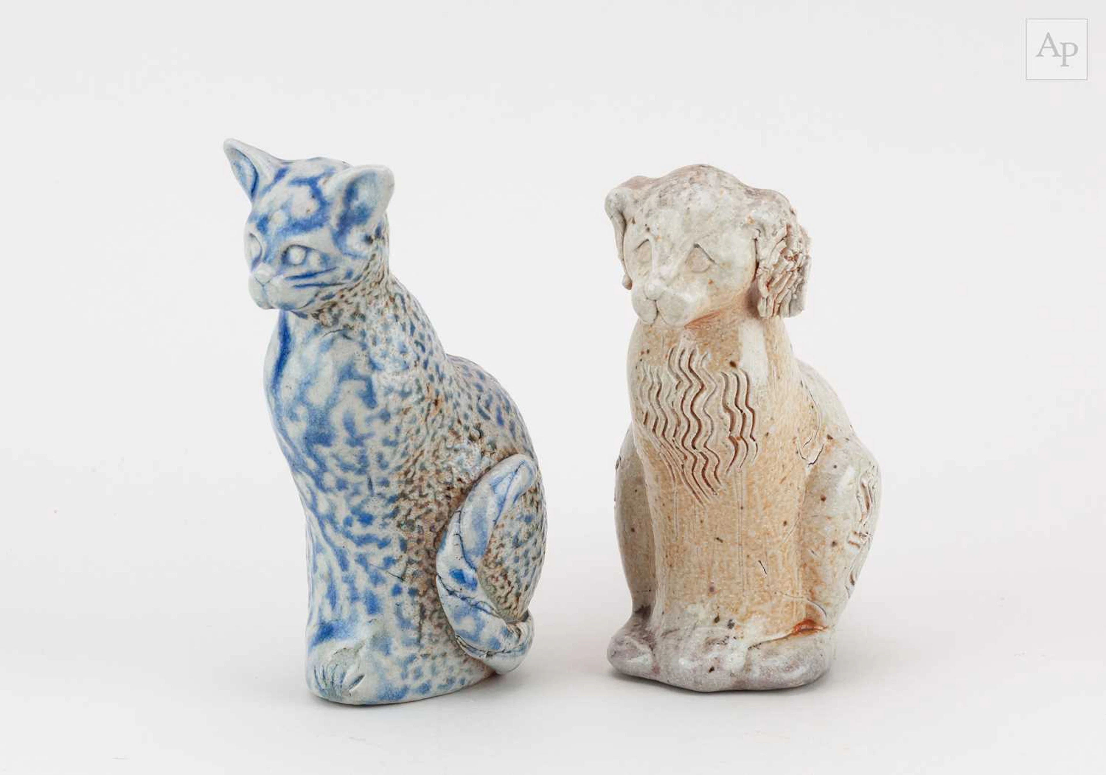 JOAN DOHERTY (born 1949); a salt glazed sculpture of a cat