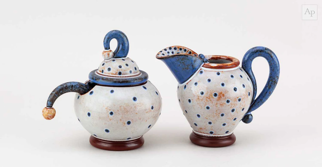 MORGEN HALL (1960-2016); a tin-glazed earthenware sugar...