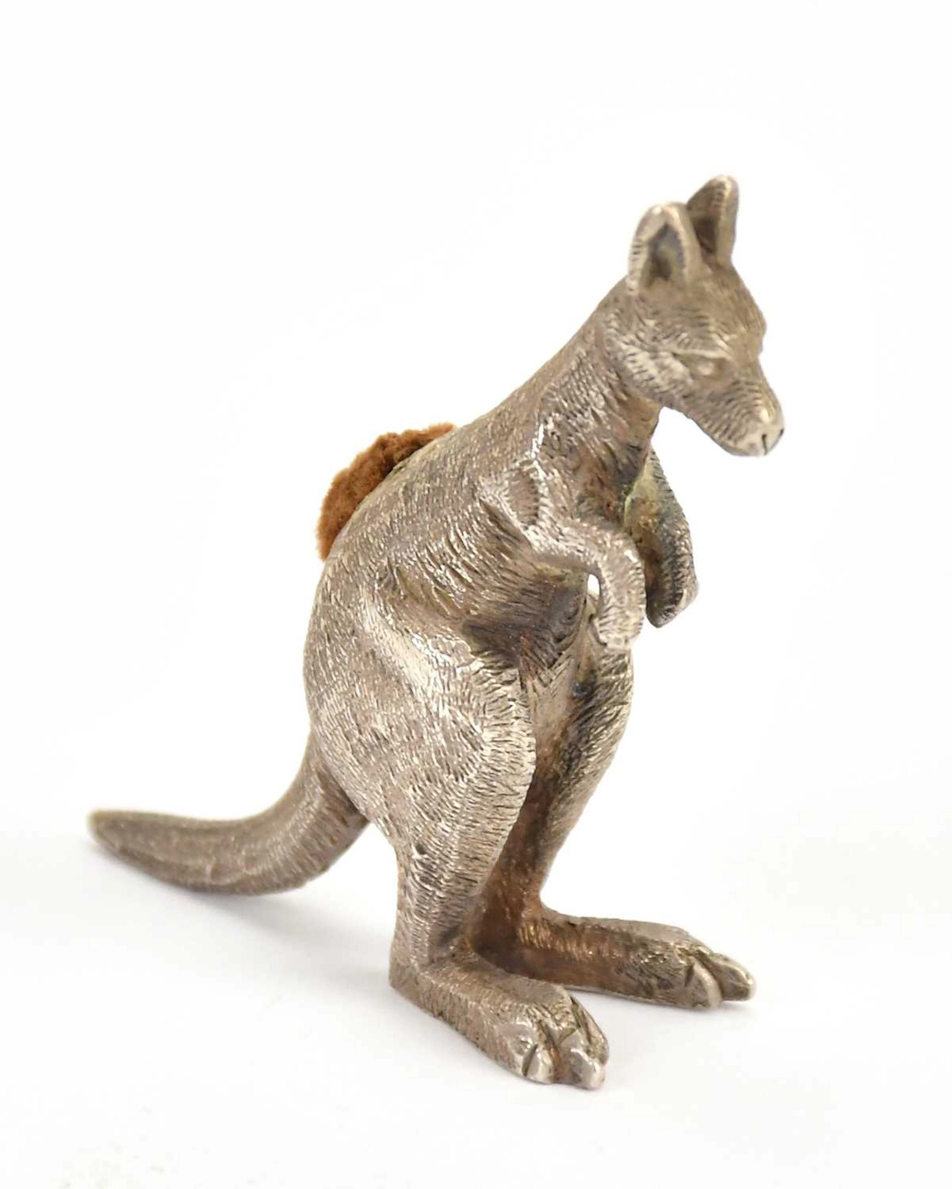 W T & CO SILVER; a novelty white metal pin cushion formed as a kangaroo